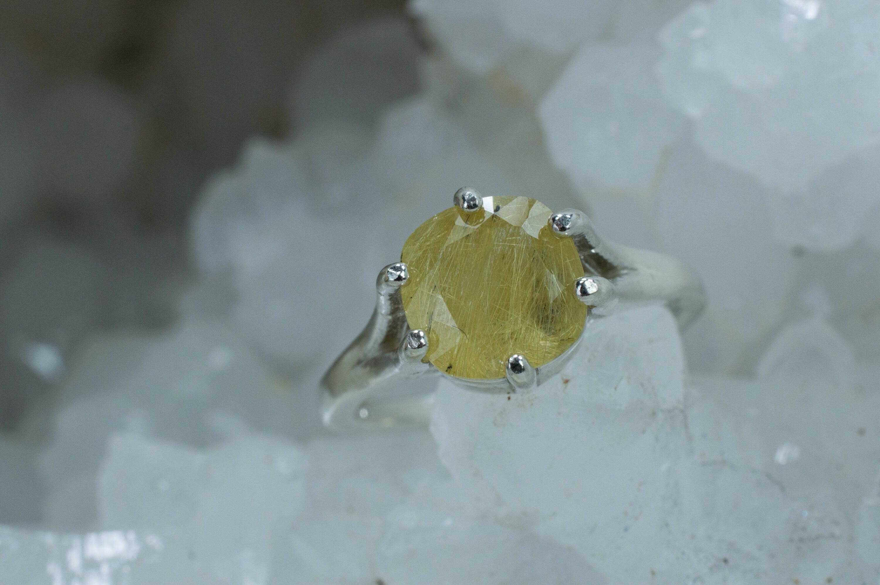 Rutile Quartz Ring; Genuine Untreated Tanzanian Quartz - Mark Oliver Gems