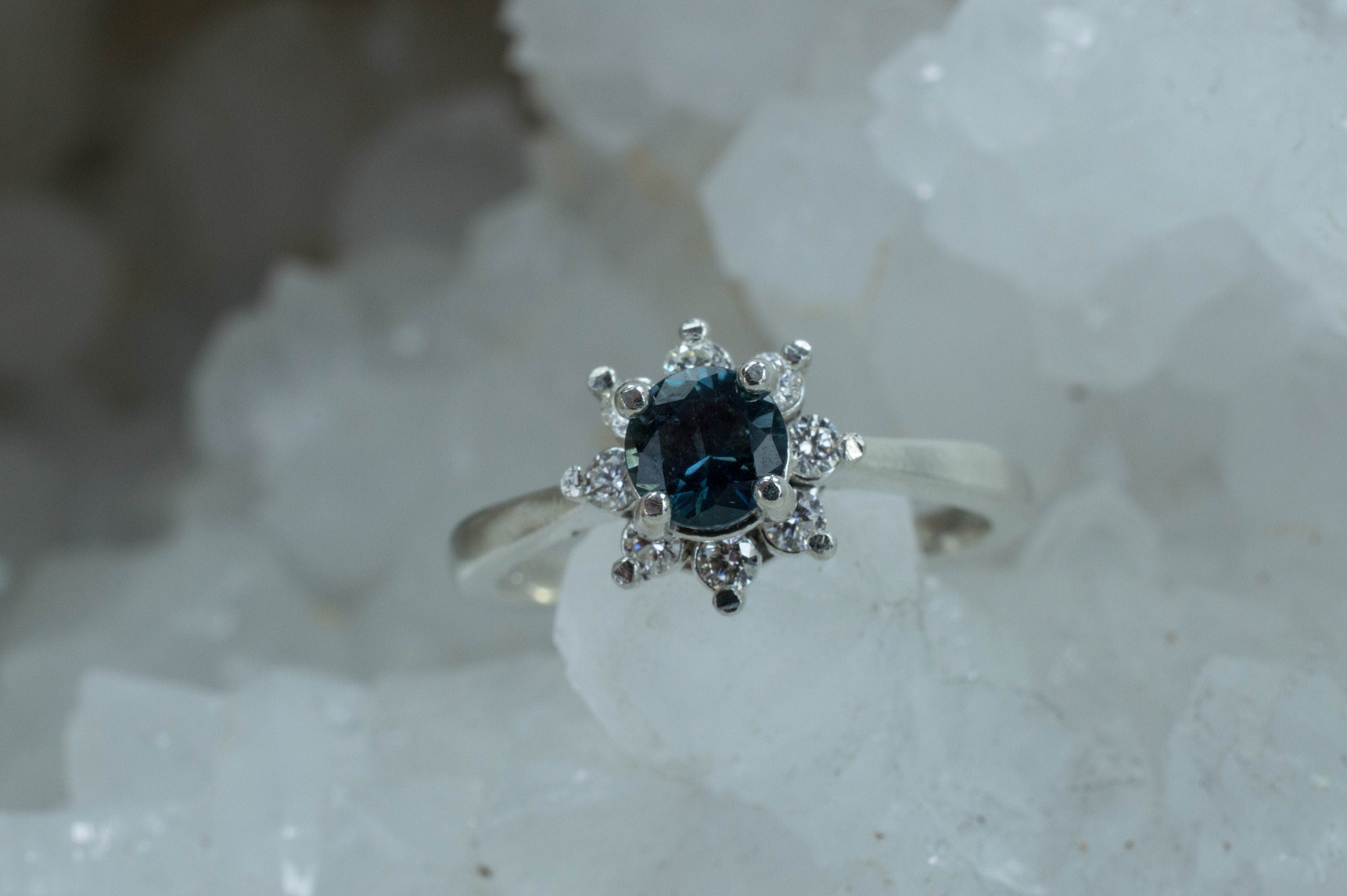 Montana Sapphire and Diamond Ring, Genuine Untreated Sapphire and Diamond - Mark Oliver Gems