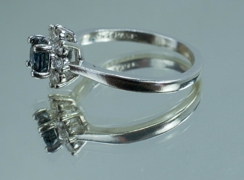 Montana Sapphire and Diamond Ring, Genuine Untreated Sapphire and Diamond