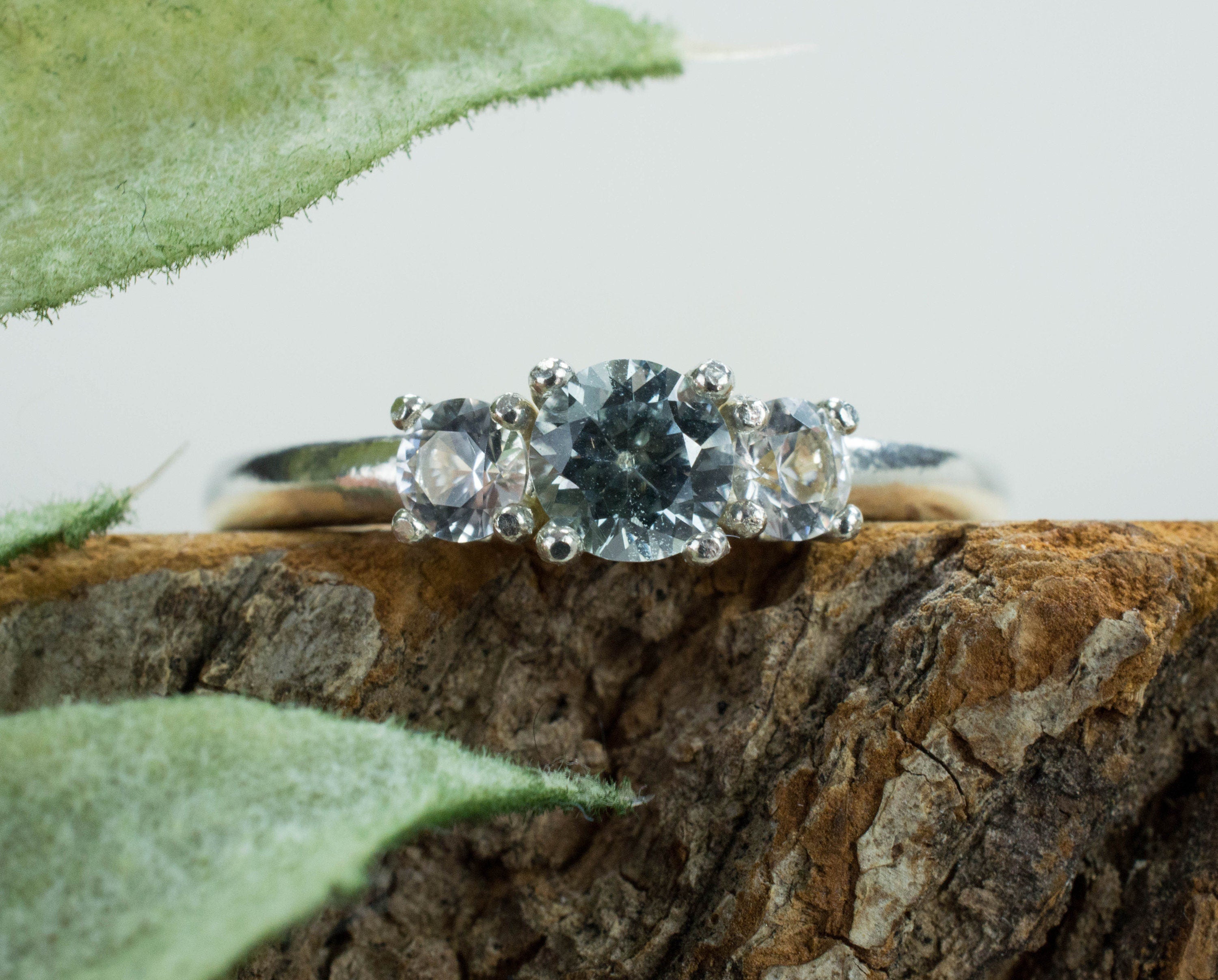 Montana Sapphire and Phenakite Ring, Genuine Untreated Sapphire and Phenakite - Mark Oliver Gems