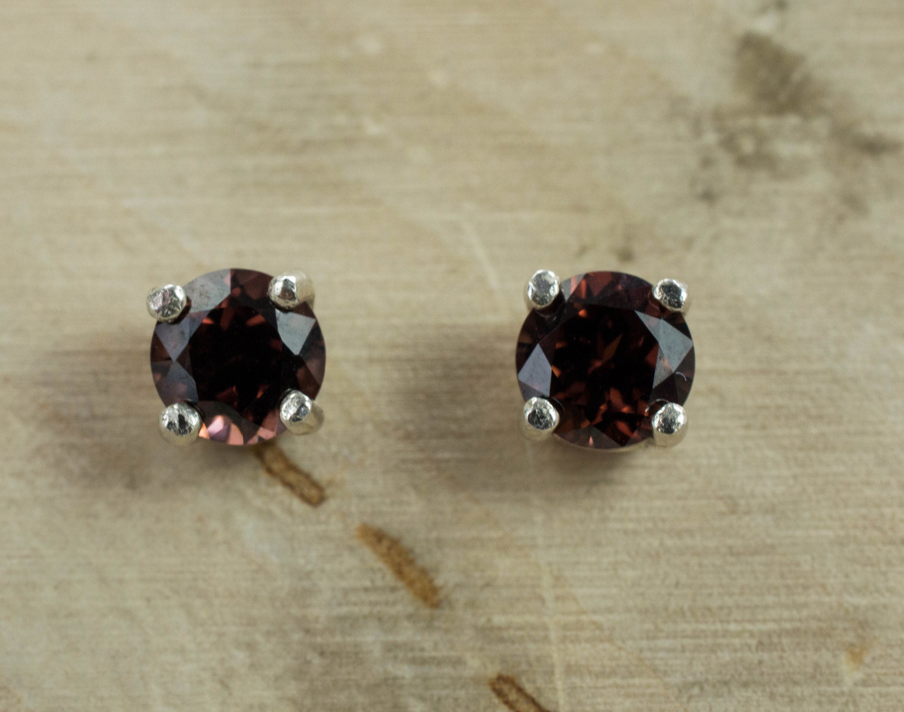 Zircon Earrings; Natural Untreated Tanzania Red Zircon - Mark Oliver Gems