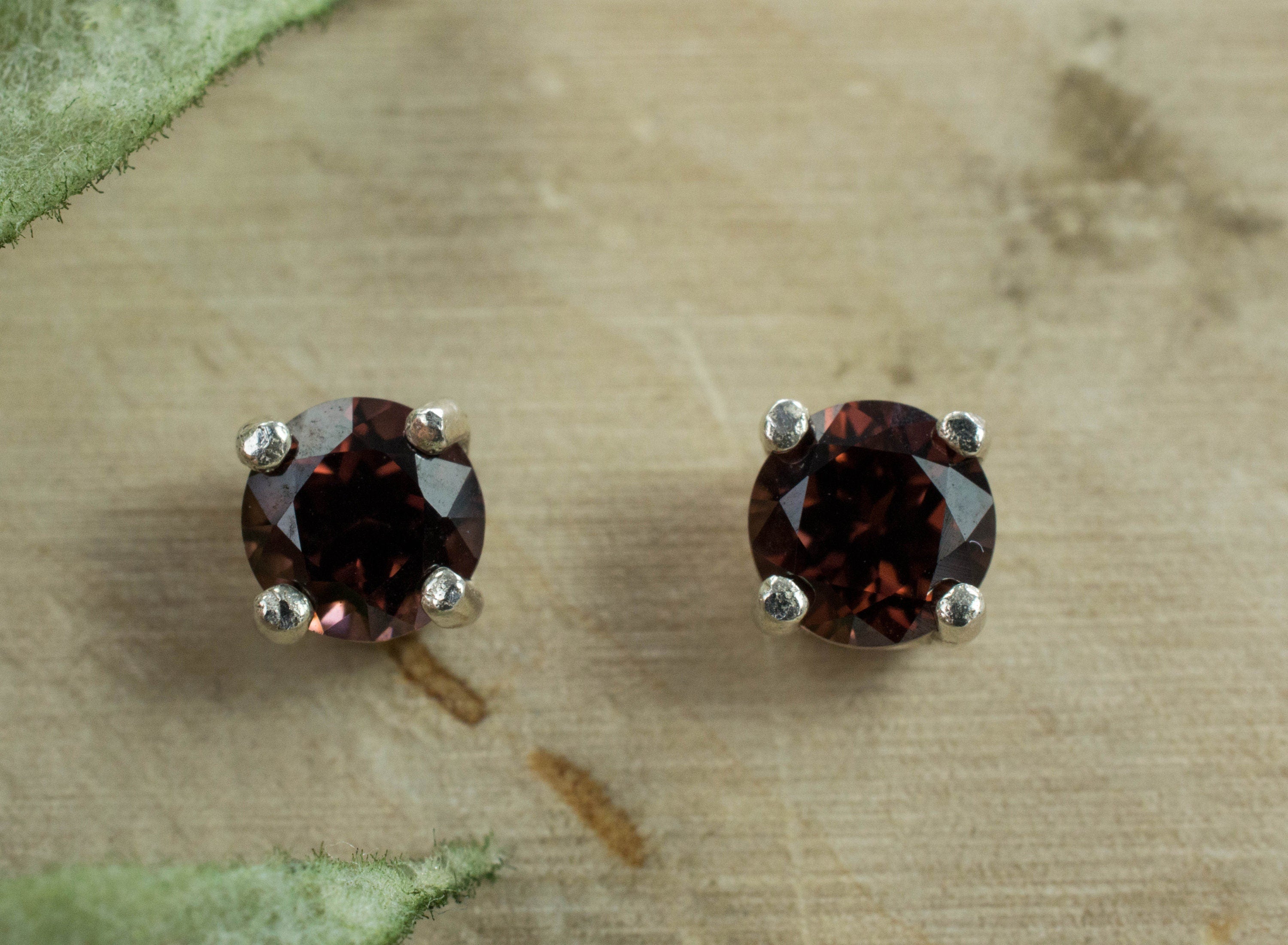 Zircon Earrings; Natural Untreated Tanzania Red Zircon - Mark Oliver Gems