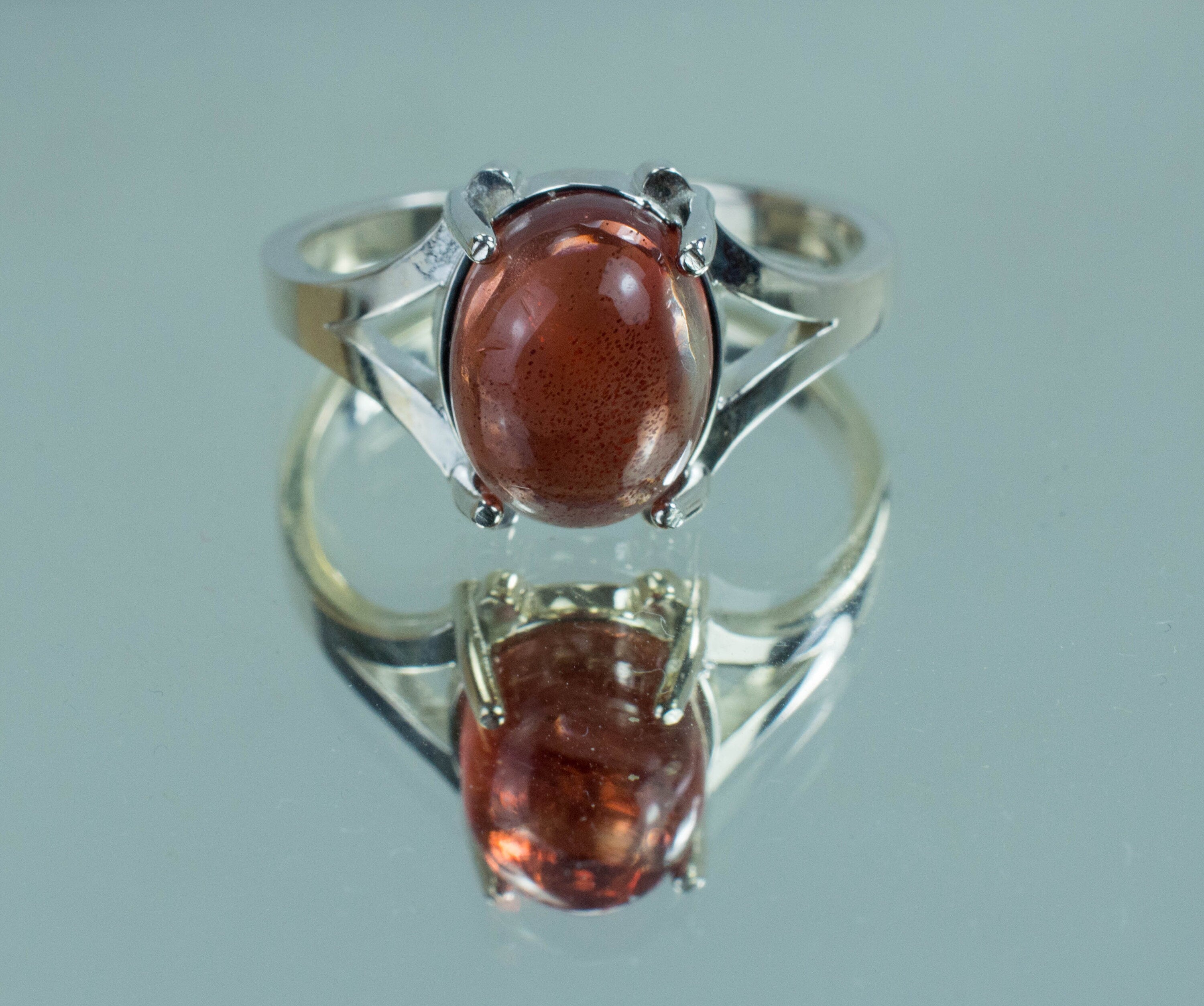 Red Oregon Sunstone Ring; Genuine Untreated USA Mined Sunstone - Mark Oliver Gems