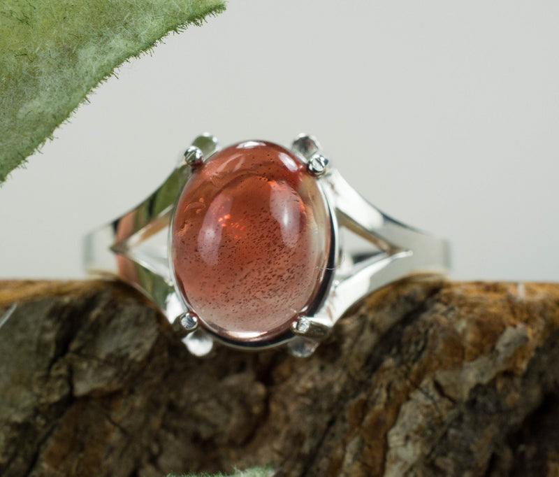 Red Oregon Sunstone Ring; Genuine Untreated USA Mined Sunstone