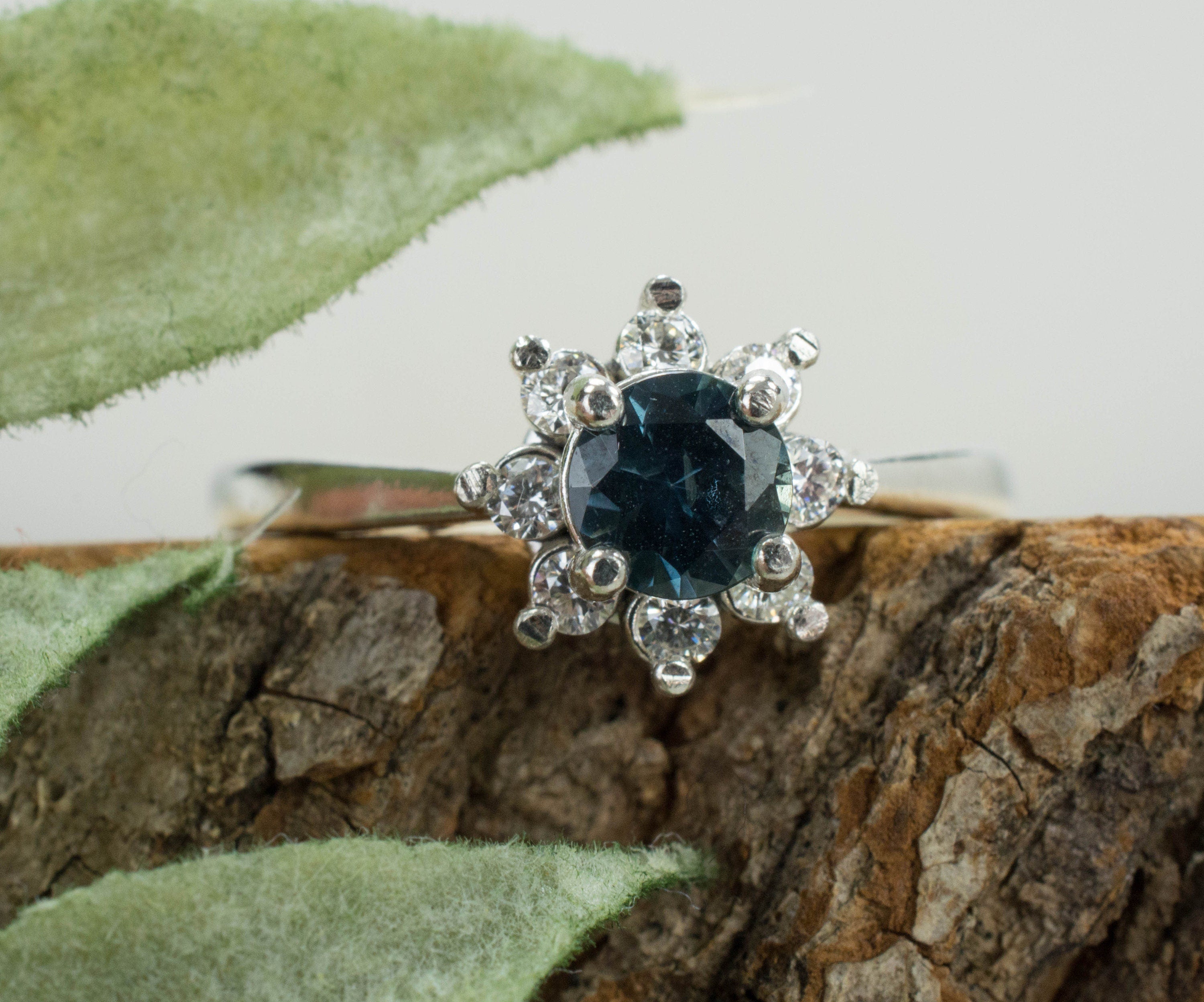 Montana Sapphire and Diamond Ring, Genuine Untreated Sapphire and Diamond - Mark Oliver Gems