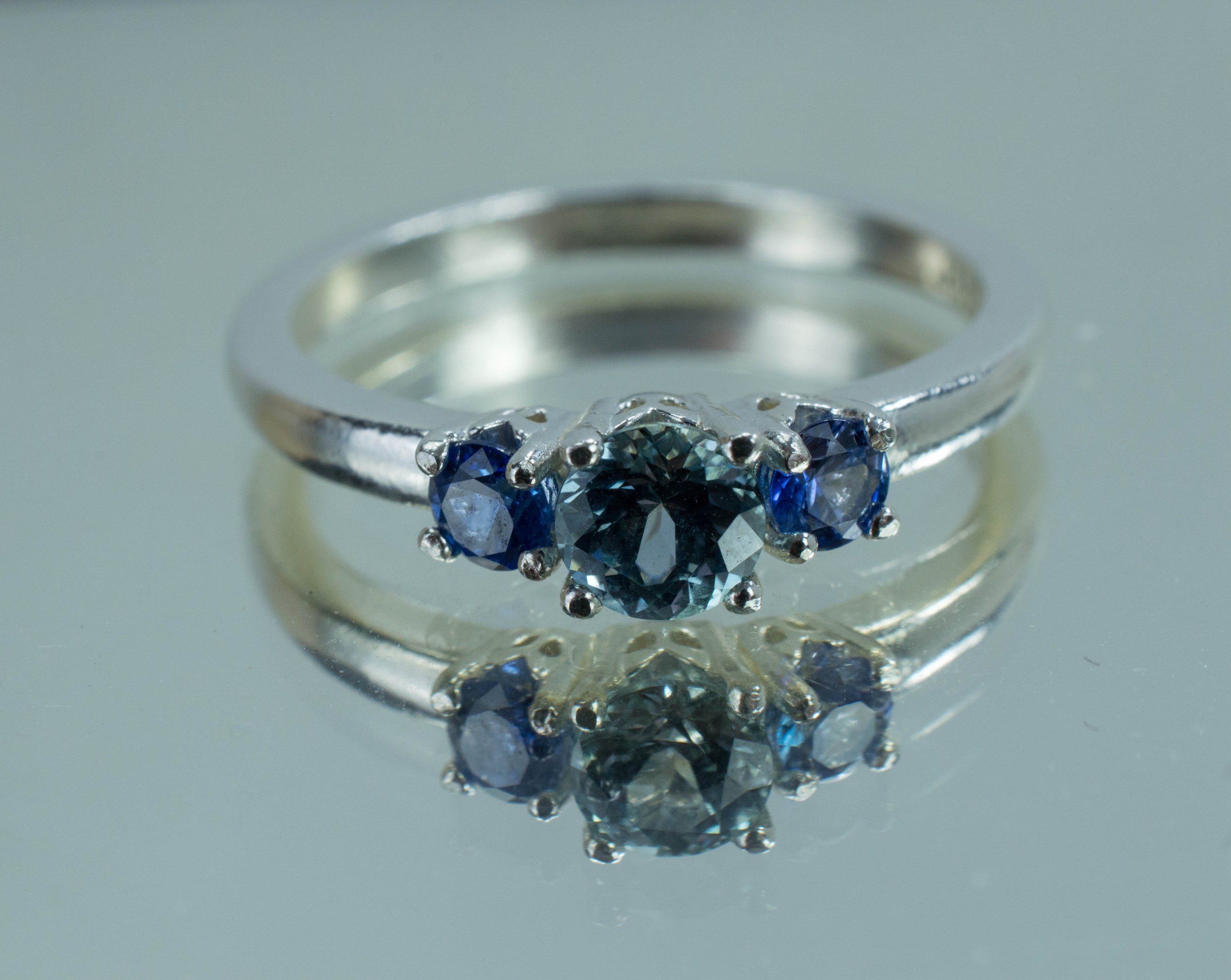 Montana Sapphire and Ceylon Sapphire Ring, Genuine Untreated USA and Sri Lanka Sapphires - Mark Oliver Gems