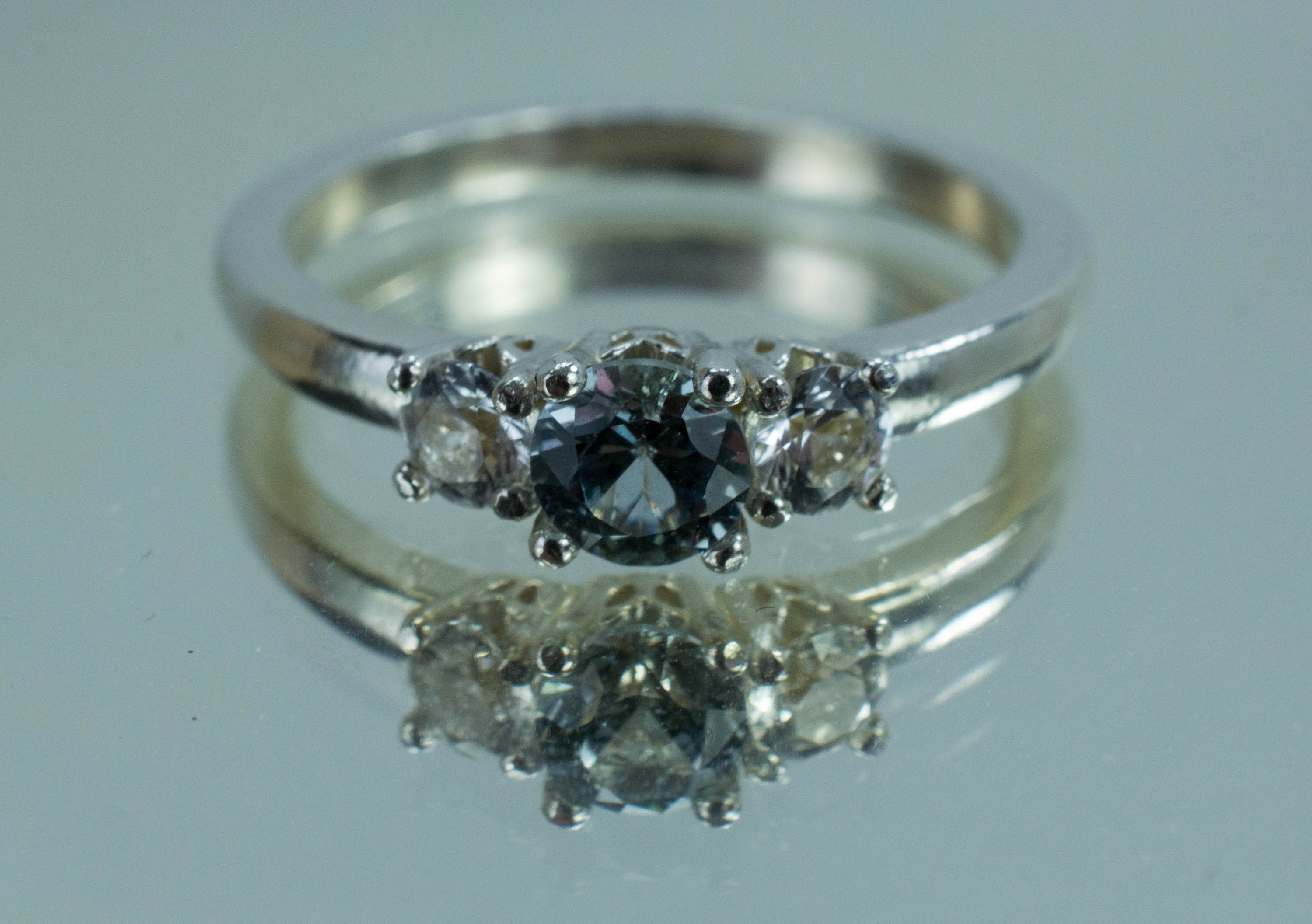 Montana Sapphire and Phenakite Ring, Genuine Untreated Sapphire and Phenakite - Mark Oliver Gems