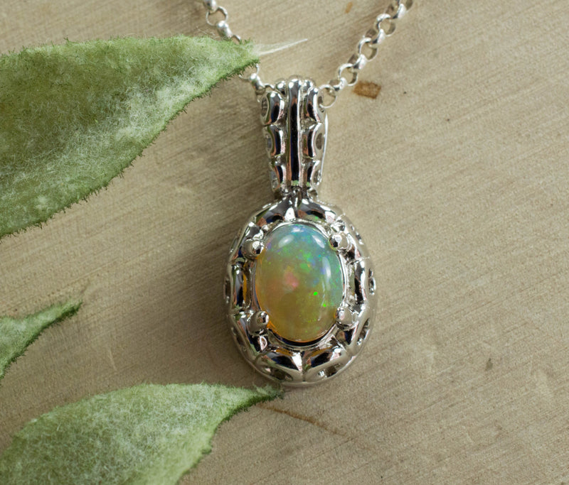 Ethiopian Opal Pendant, Natural Untreated Welo Opal