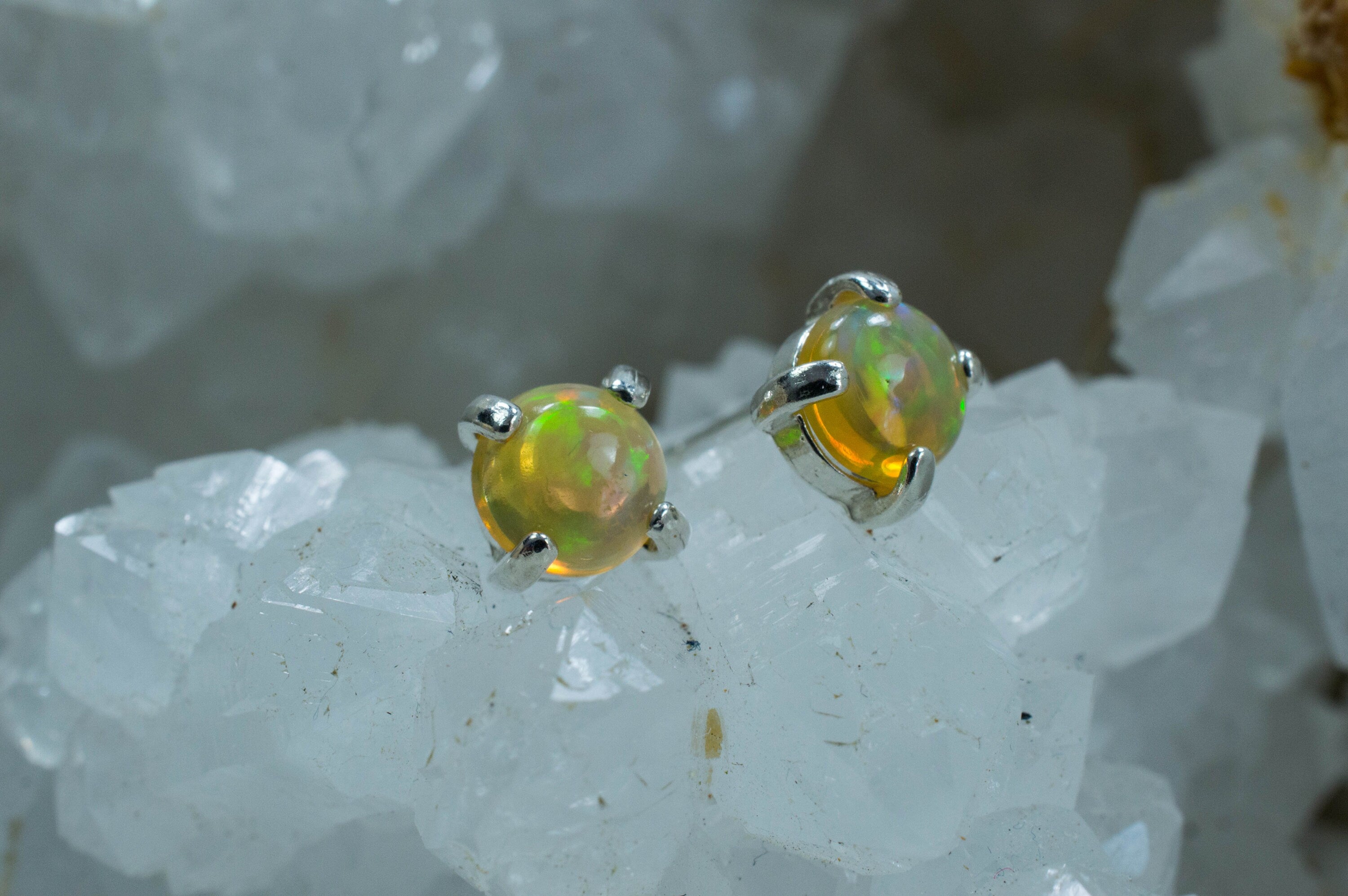 Welo Opal Earrings; Natural Untreated Ethiopian Opals - Mark Oliver Gems
