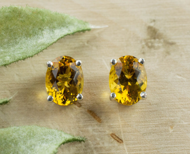 Heliodor Earrings, Natural Madagascan Mined Golden Beryl
