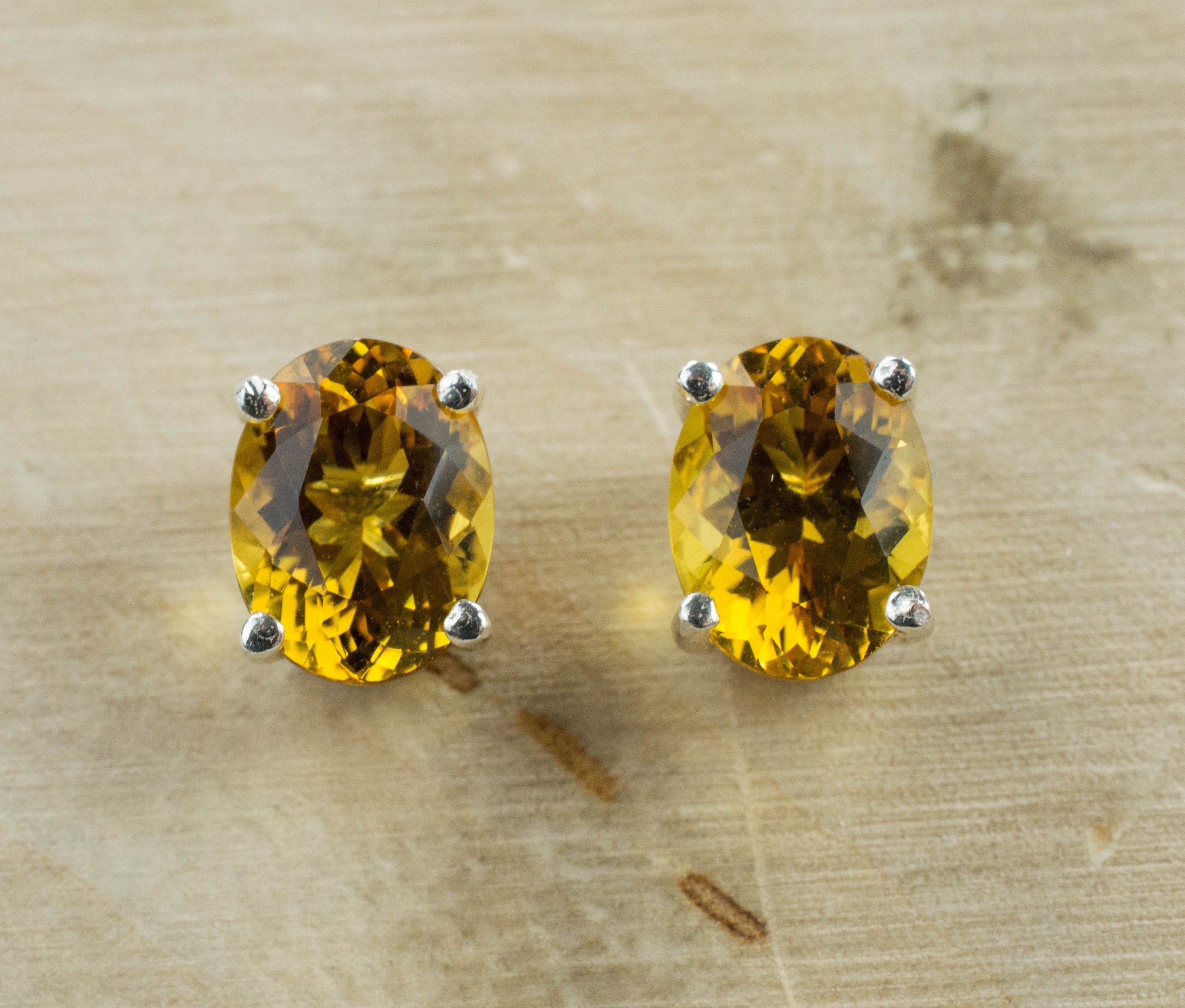 Heliodor Earrings, Natural Madagascan Mined Golden Beryl - Mark Oliver Gems