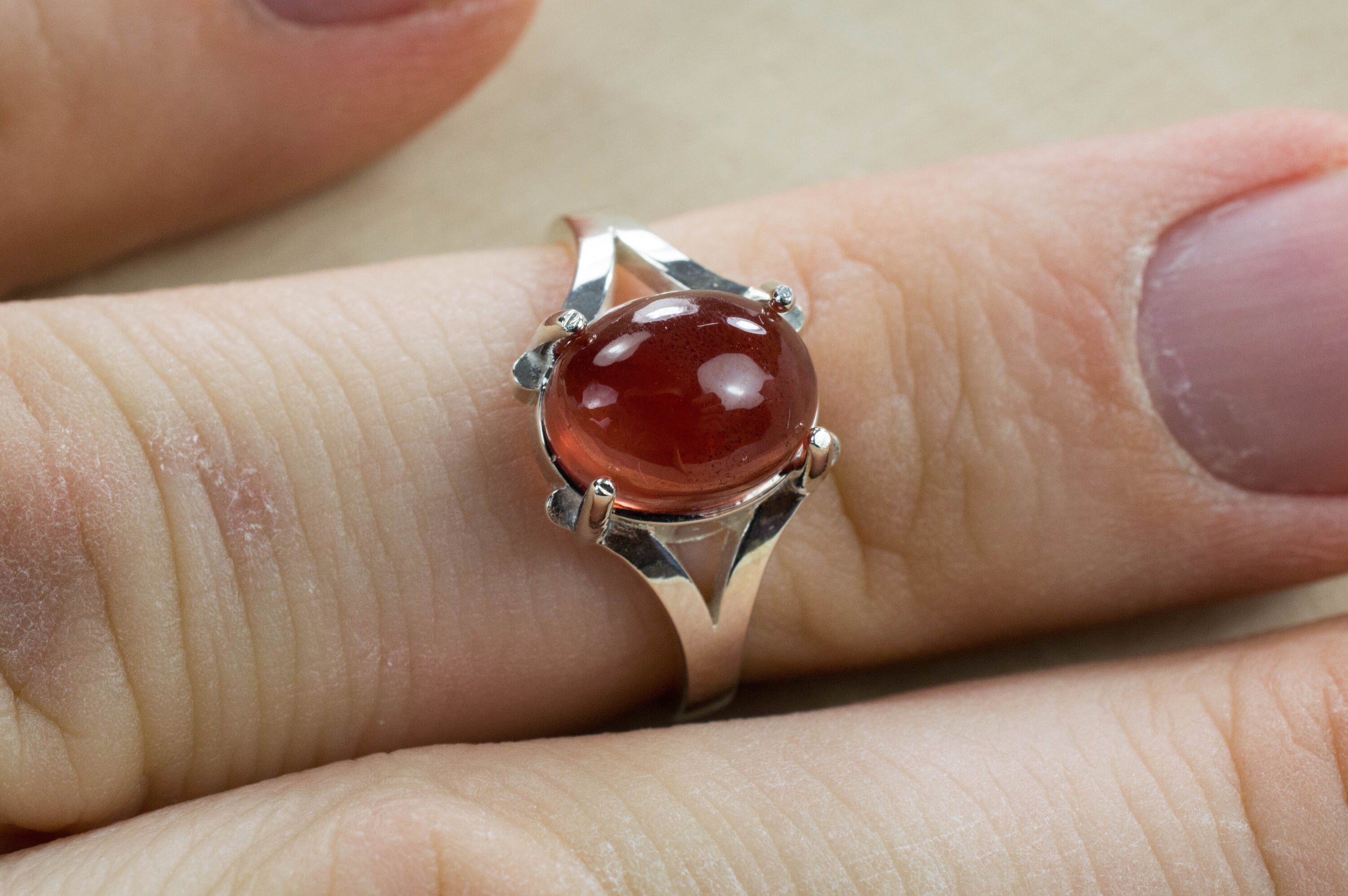 Red Oregon Sunstone Ring; Genuine Untreated USA Mined Sunstone - Mark Oliver Gems