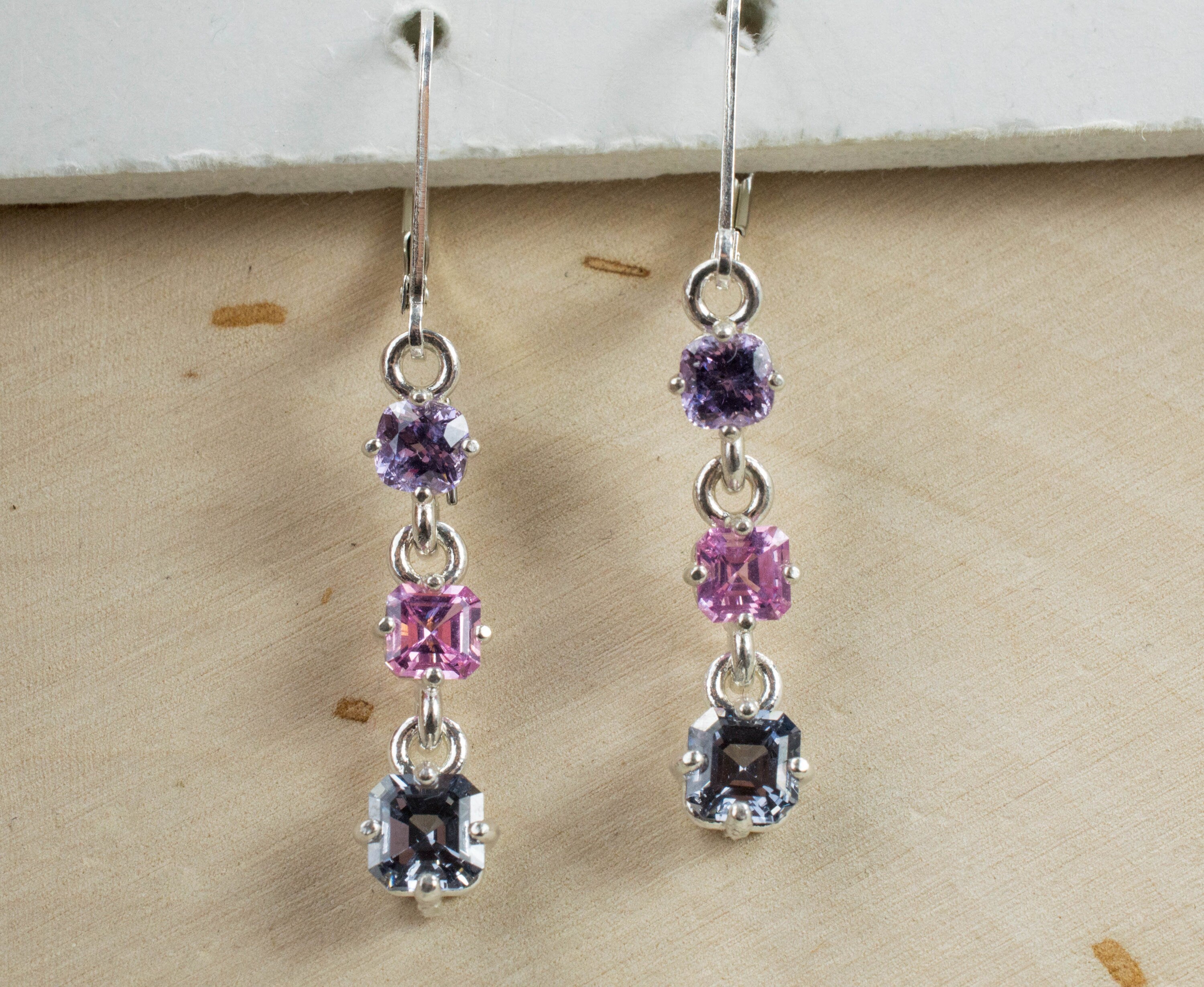 Spinel Earrings; Genuine Untreated Gray Spinel - Mark Oliver Gems