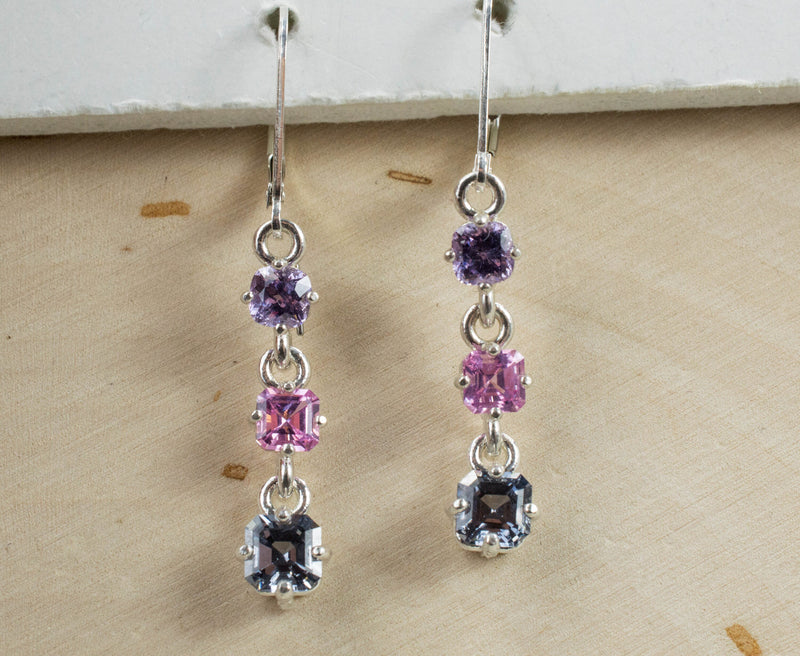 Spinel Earrings; Genuine Untreated Gray Spinel