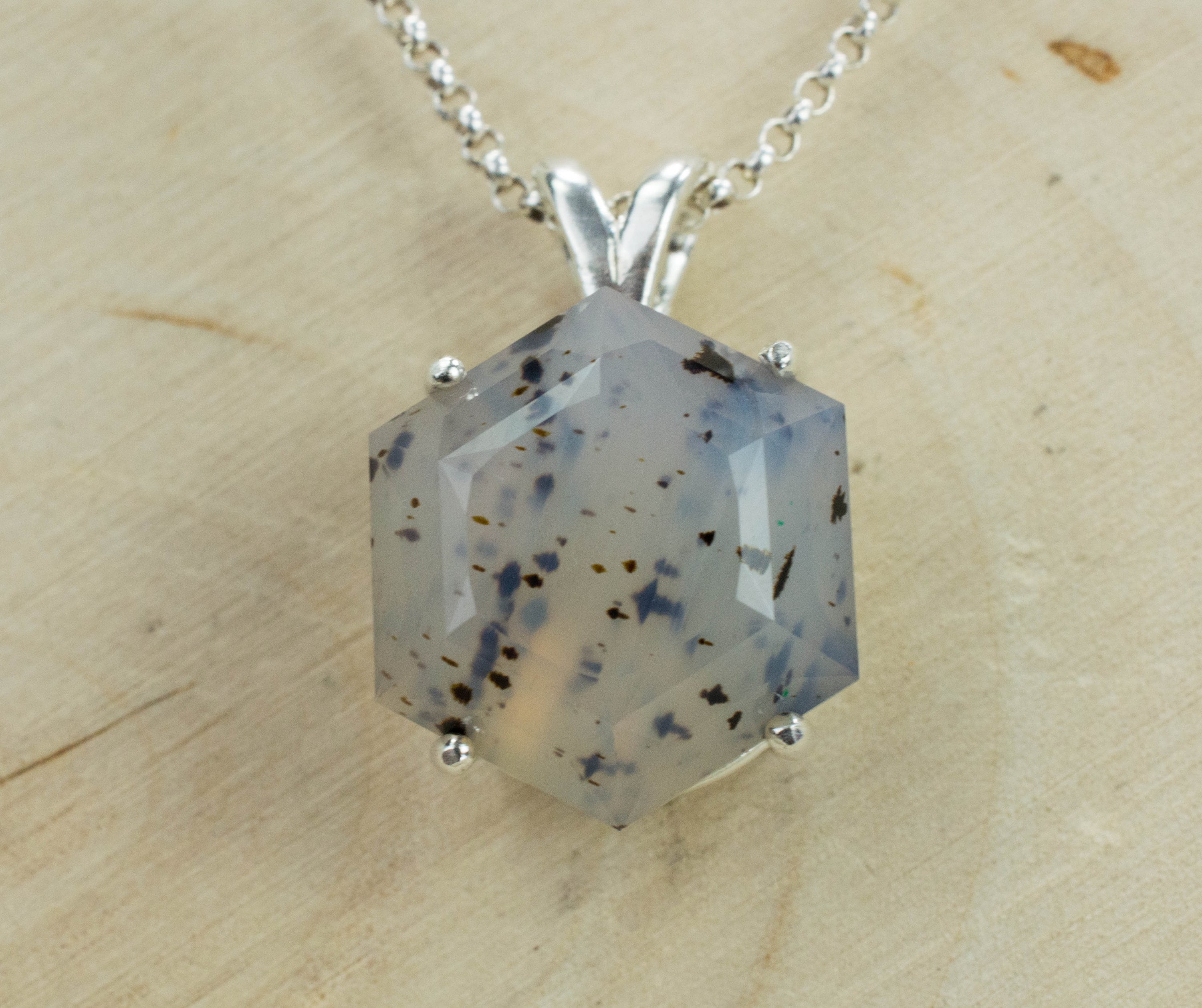 Montana Moss Agate Pendant, Natural Untreated Montana Agate - Mark Oliver Gems