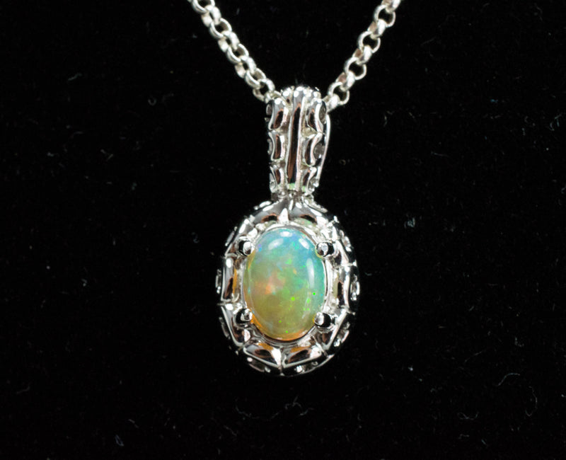 Ethiopian Opal Pendant, Natural Untreated Welo Opal
