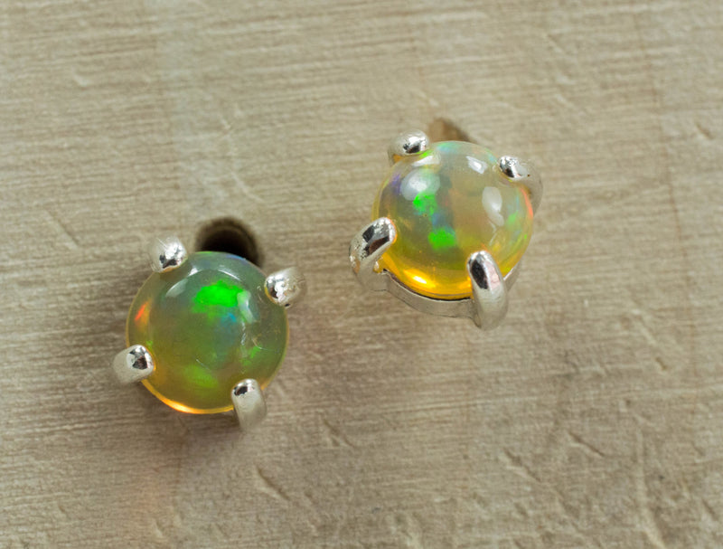 Welo Opal Earrings; Natural Untreated Ethiopian Opals
