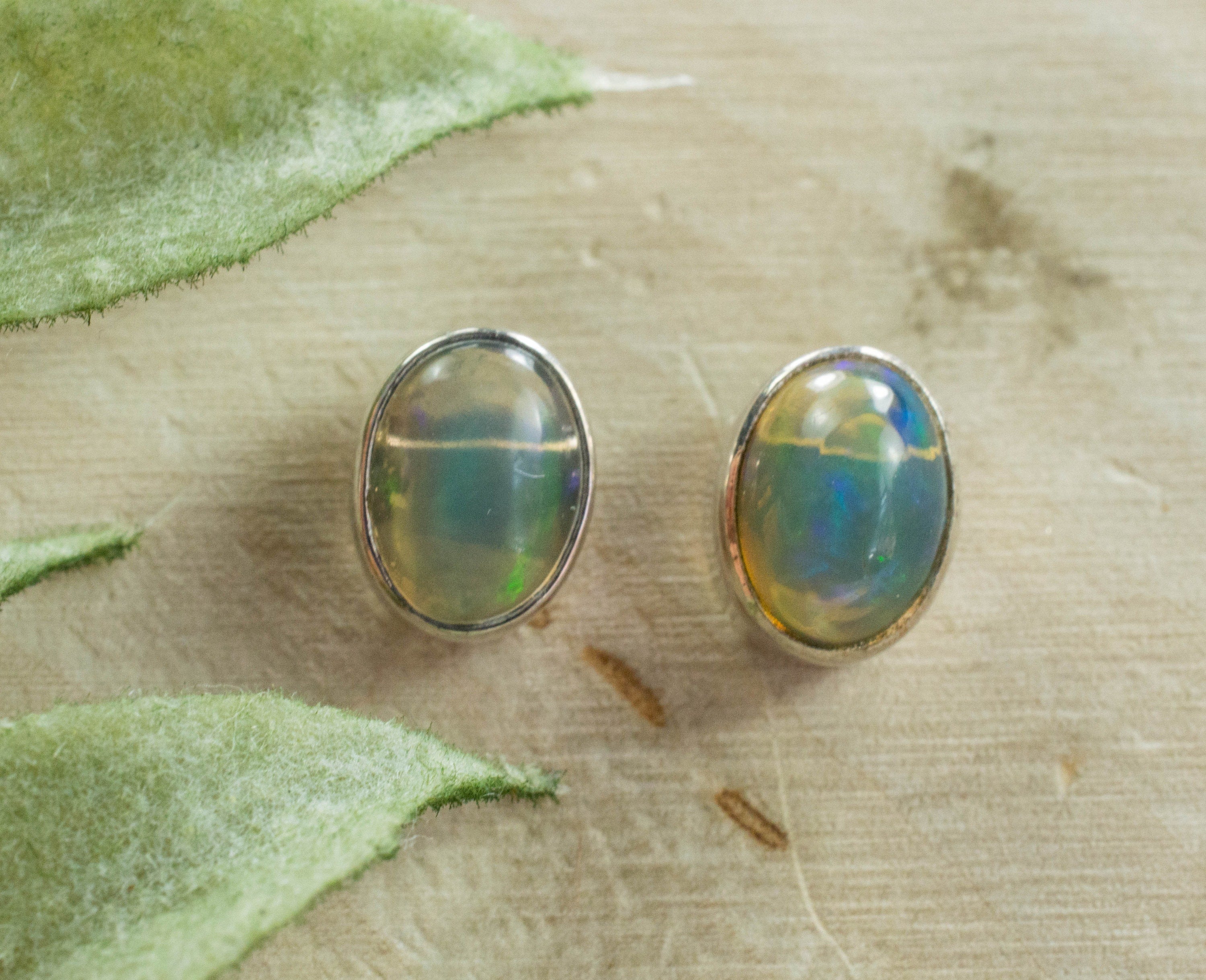Opal Earrings; Genuine Untreated Ethiopian Opal - Mark Oliver Gems