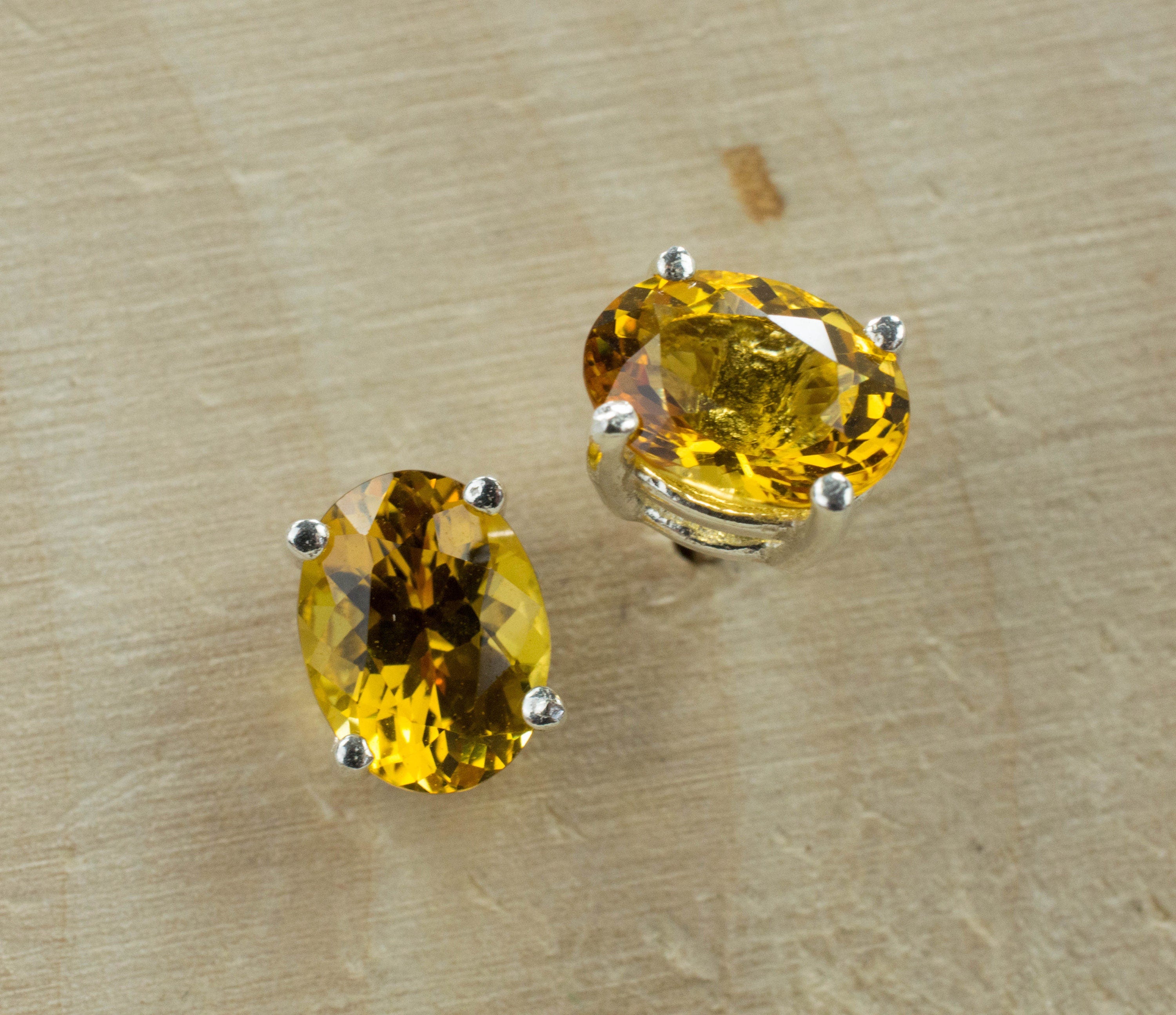 Heliodor Earrings, Natural Madagascan Mined Golden Beryl - Mark Oliver Gems