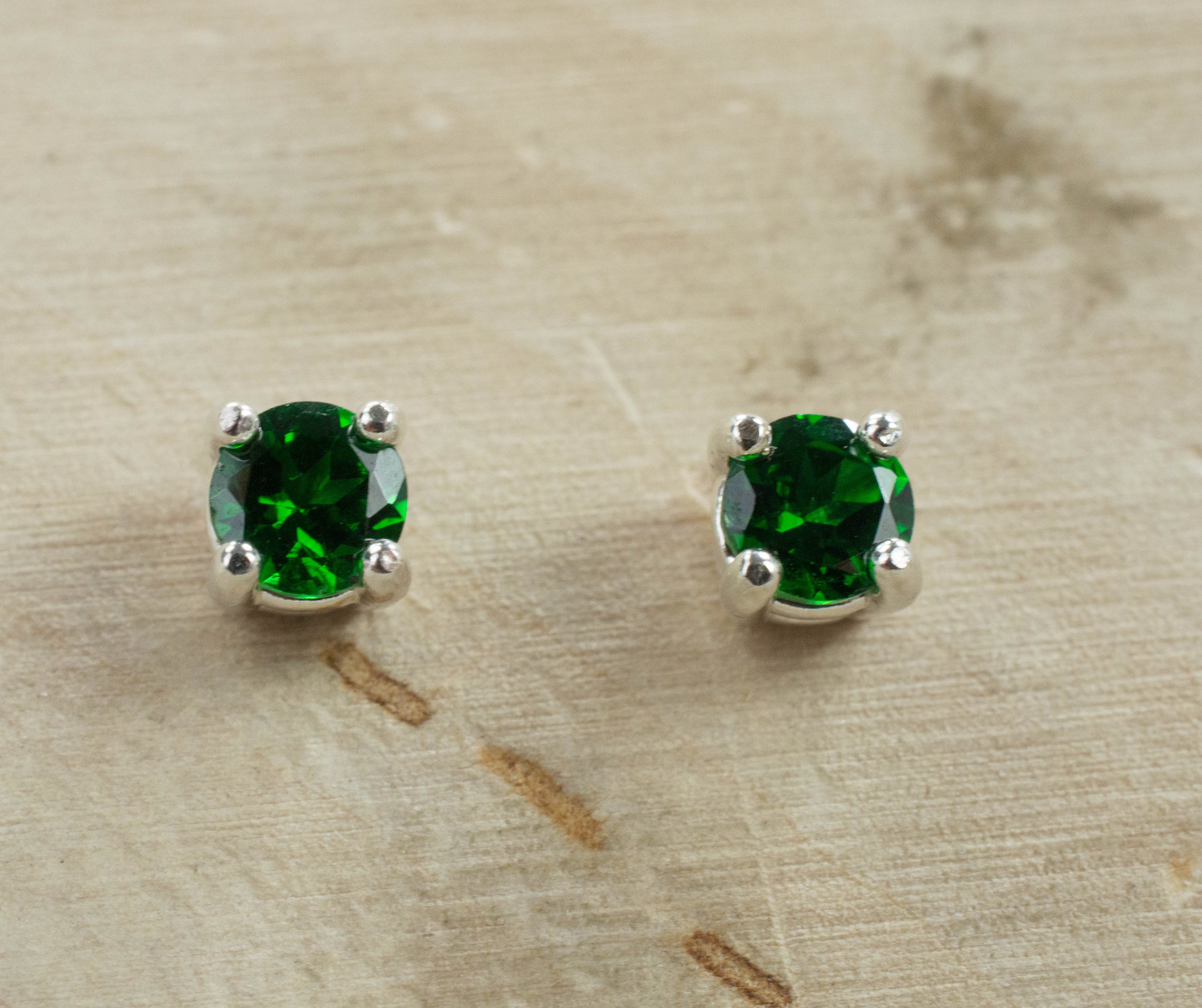 Tsavorite Garnet Earrings; Natural Untreated Kenyan Garnet - Mark Oliver Gems