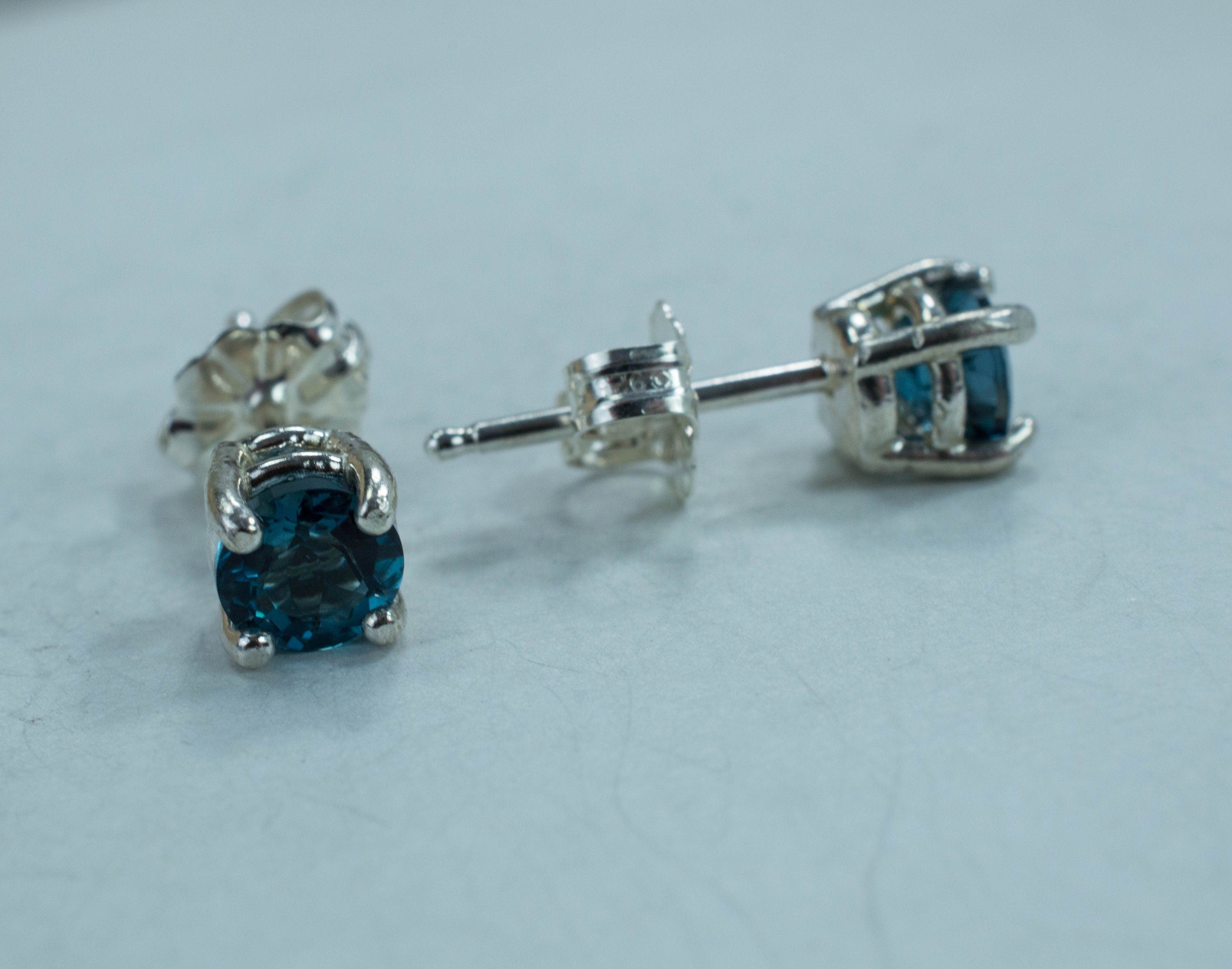 London Blue Topaz Earrings; Genuine Brazilian Topaz; 1.070cts - Mark Oliver Gems