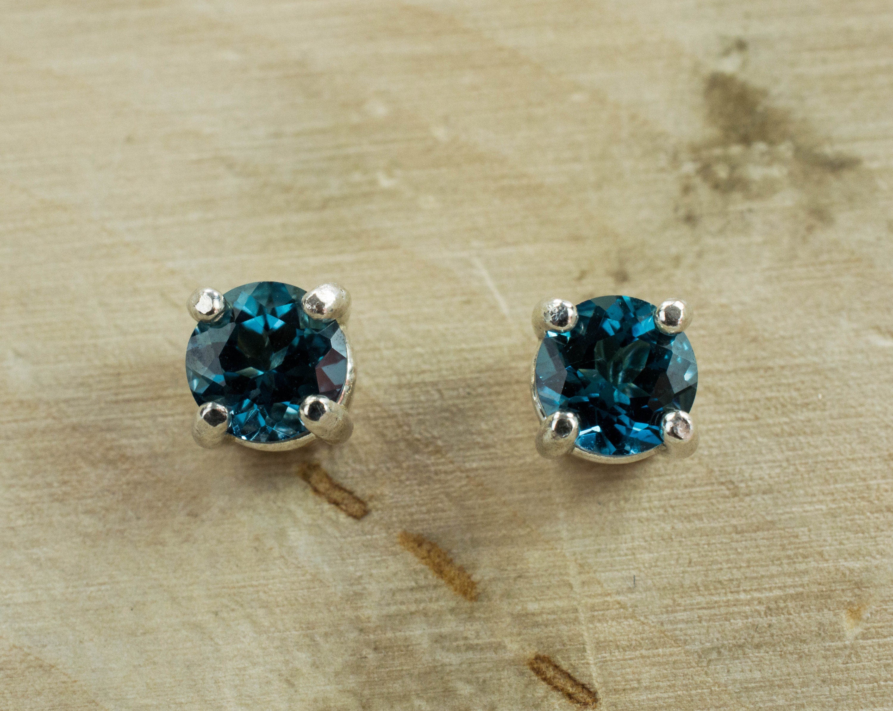 London Blue Topaz Earrings; Genuine Brazilian Topaz; 1.070cts - Mark Oliver Gems