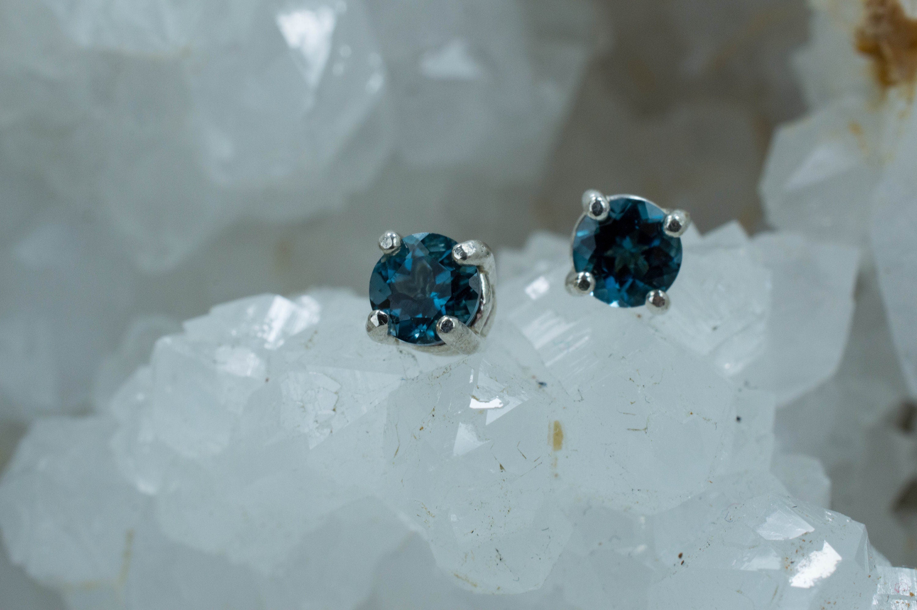 London Blue Topaz Earrings; Genuine Brazilian Topaz; 1.070cts - Mark Oliver Gems