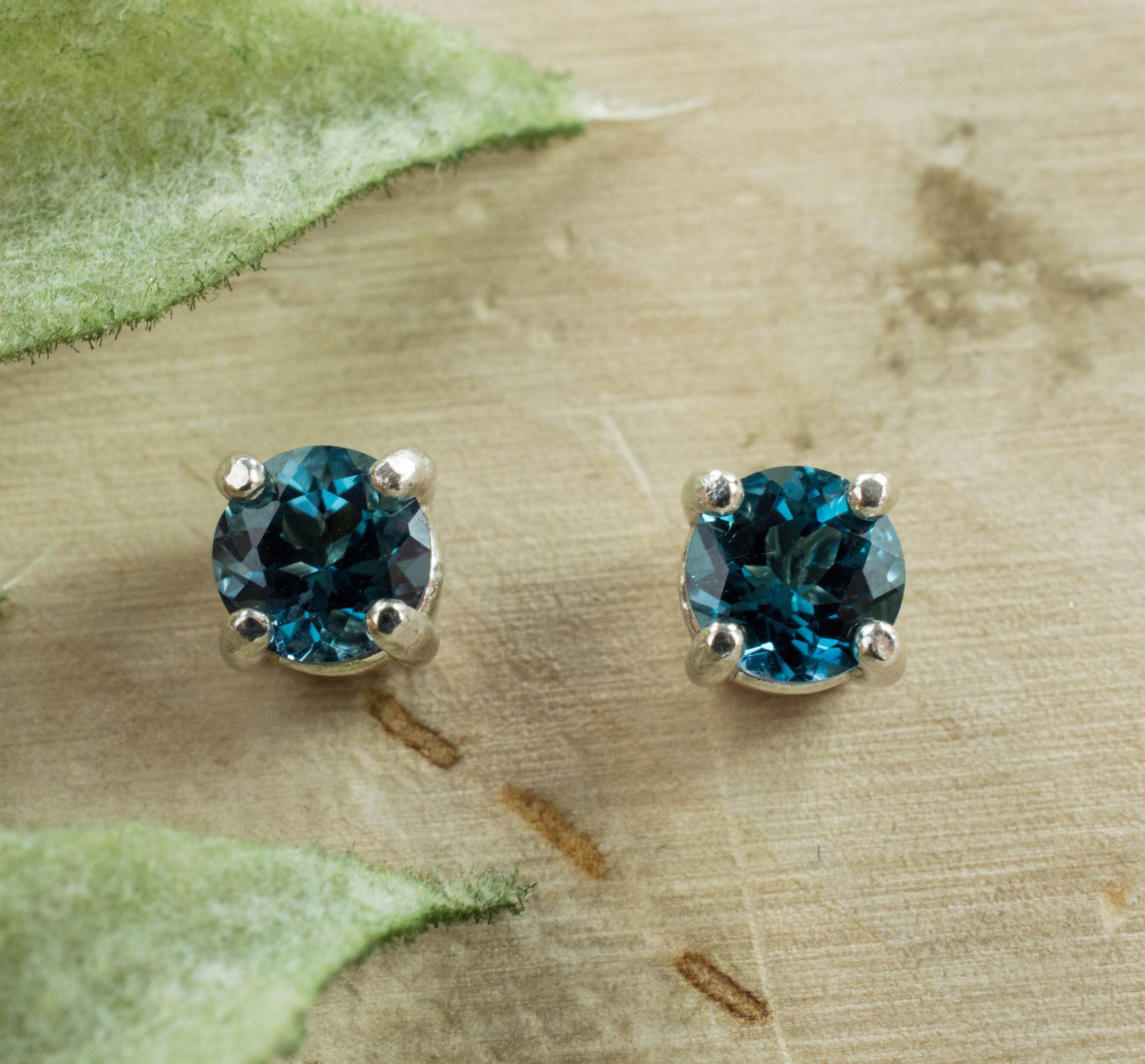 London Blue Topaz Earrings; Genuine Brazilian Topaz; 1.070cts - Mark Oliver Gems