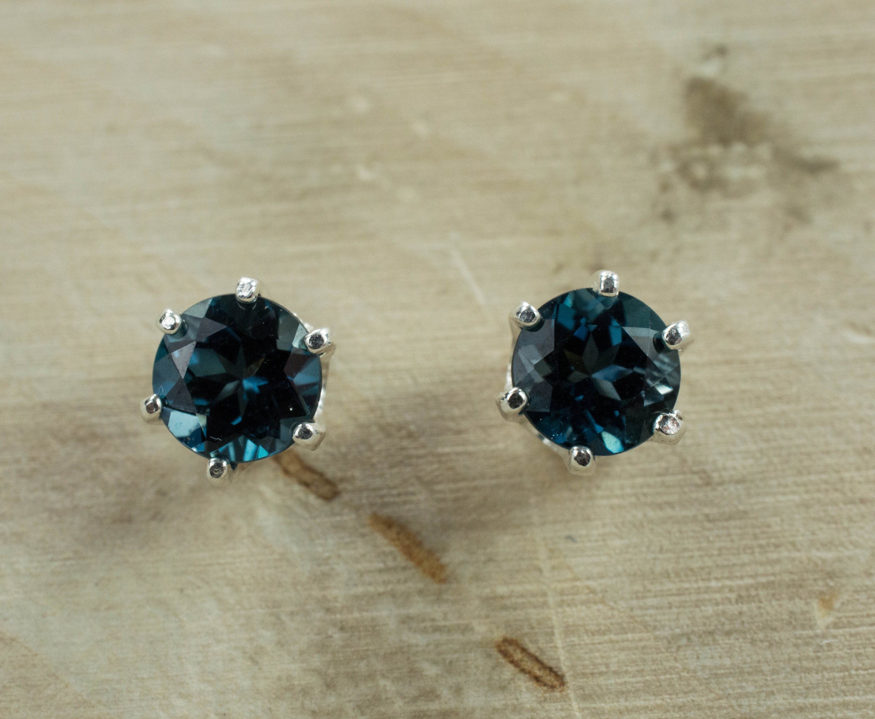 London Blue Topaz Earrings; Genuine Brazilian Topaz; 1.205cts - Mark Oliver Gems