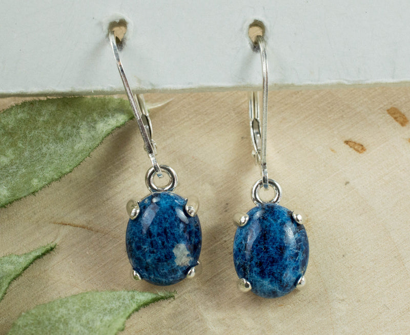 Lazulite Earrings; Natural Untreated USA Lazulite