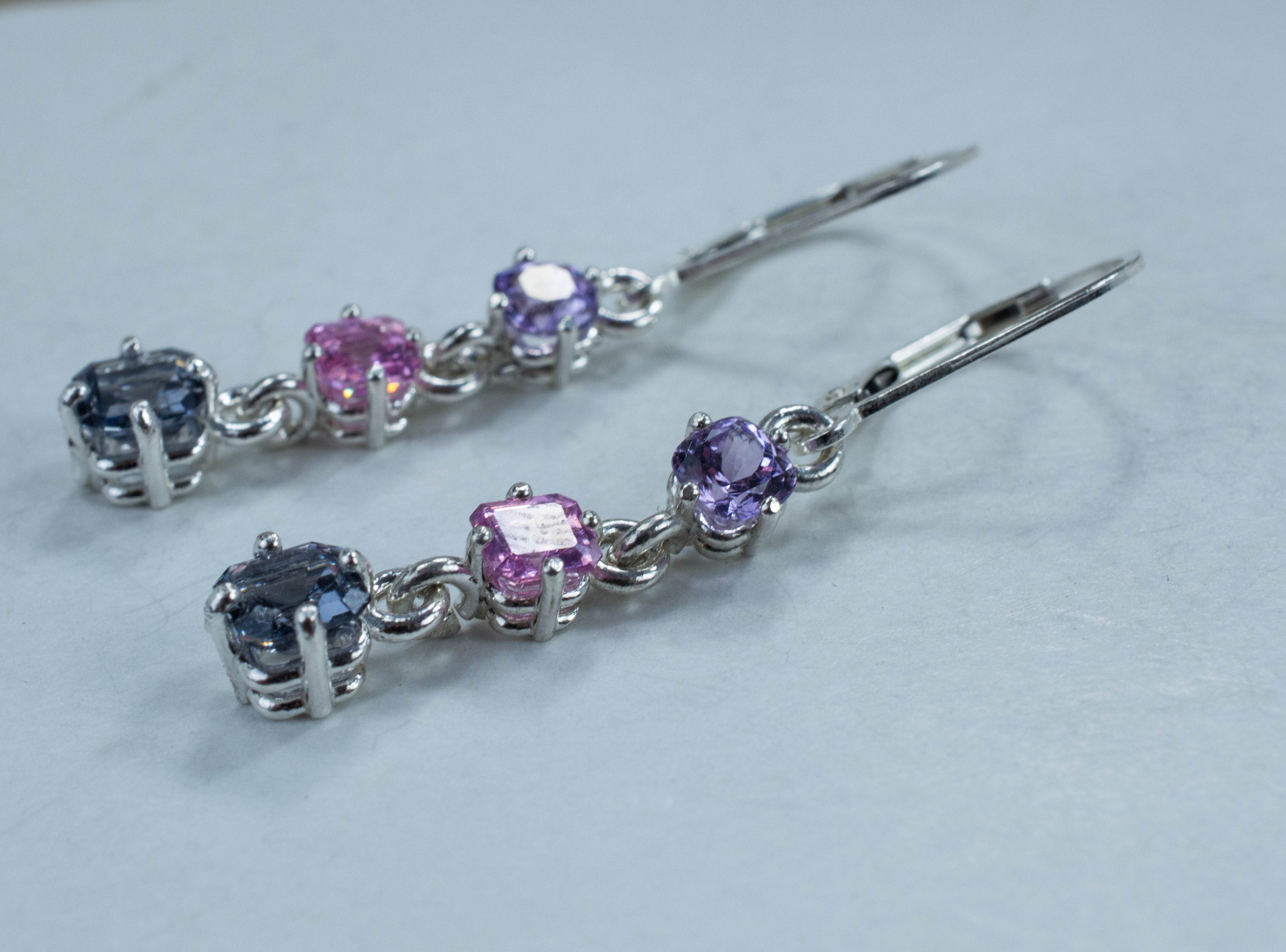 Spinel Earrings; Genuine Untreated Gray Spinel - Mark Oliver Gems