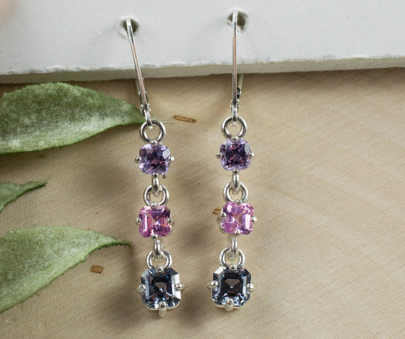 Spinel Earrings; Genuine Untreated Gray Spinel