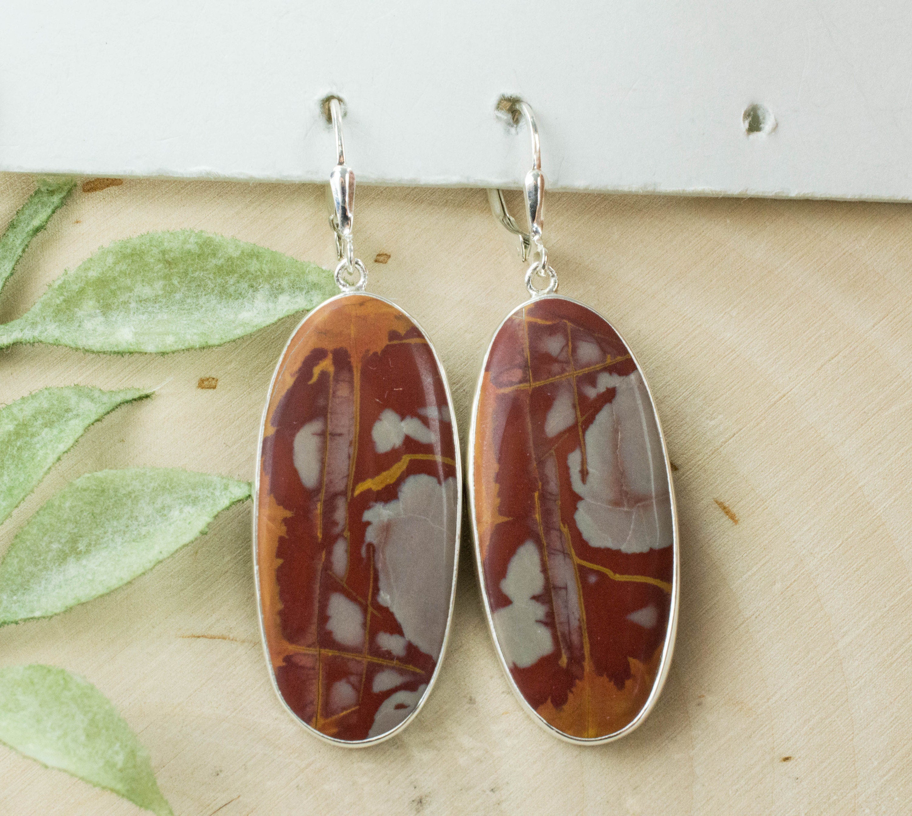 Noreena Jasper Earrings; Natural Untreated Australian Jasper - Mark Oliver Gems