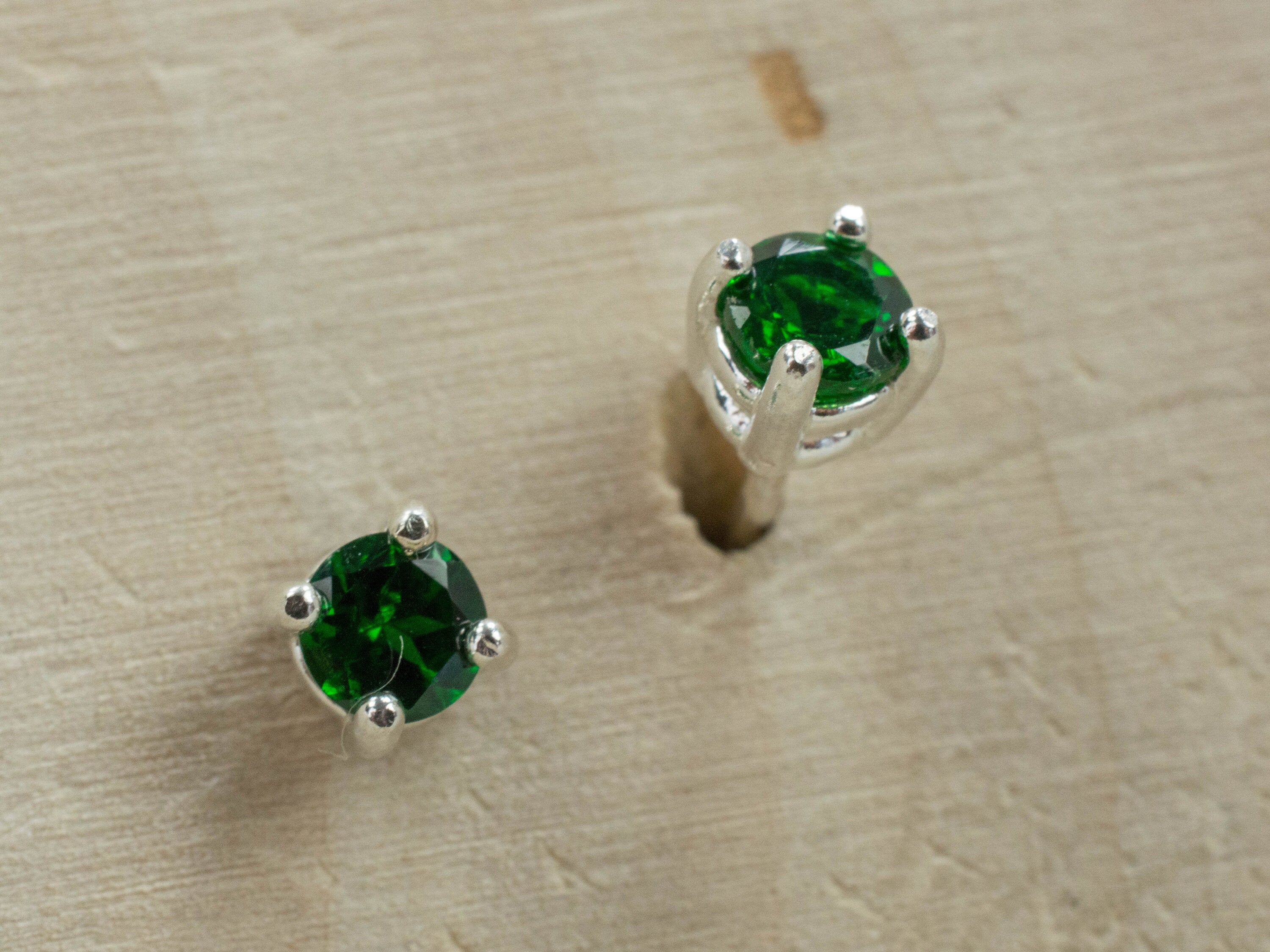 Tsavorite Garnet Earrings; Natural Untreated Kenyan Garnet - Mark Oliver Gems