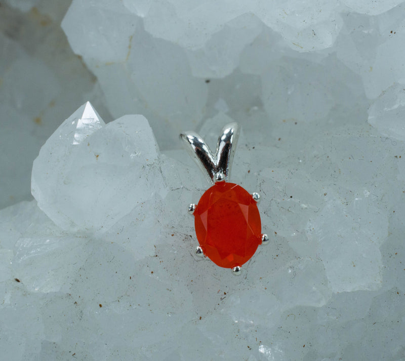 Fire Opal Pendant, Genuine Untreated Mexican Opal