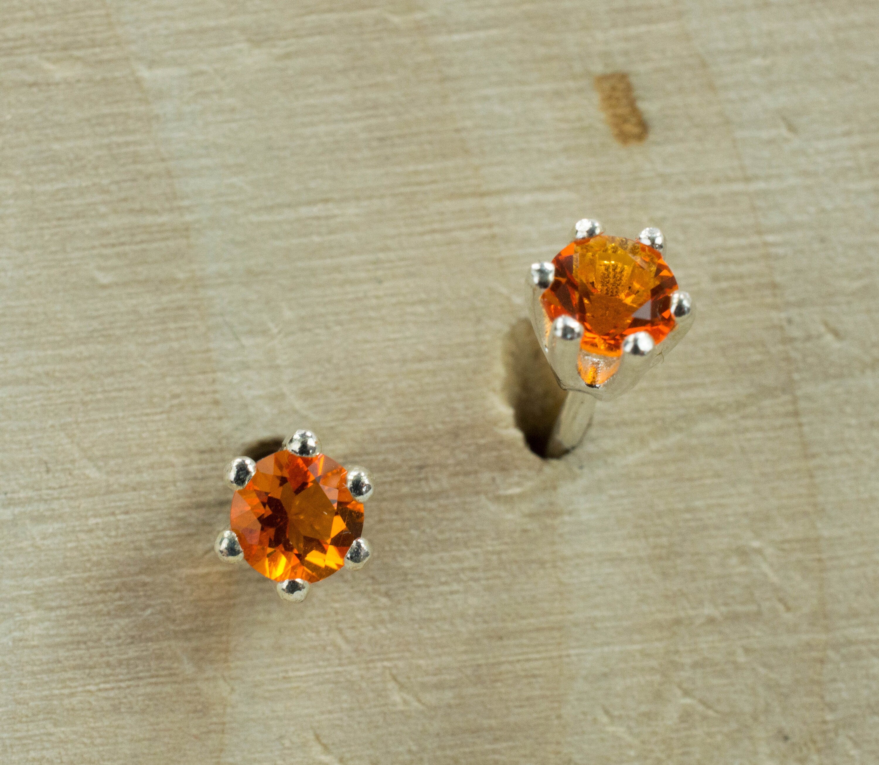Fire Opal Earrings, Natural Untreated Mexico Opal; 0.225cts - Mark Oliver Gems