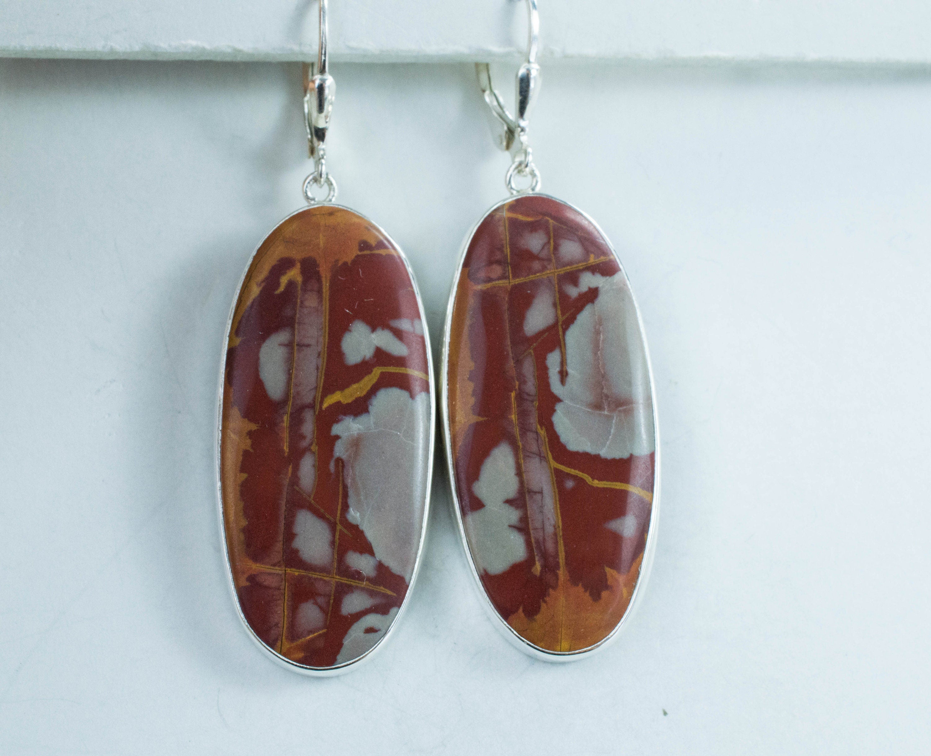 Noreena Jasper Earrings; Natural Untreated Australian Jasper - Mark Oliver Gems