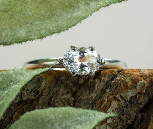 Goshenite Ring; Genuine Untreated Mozambique Goshenite; Platinum Beryl Ring