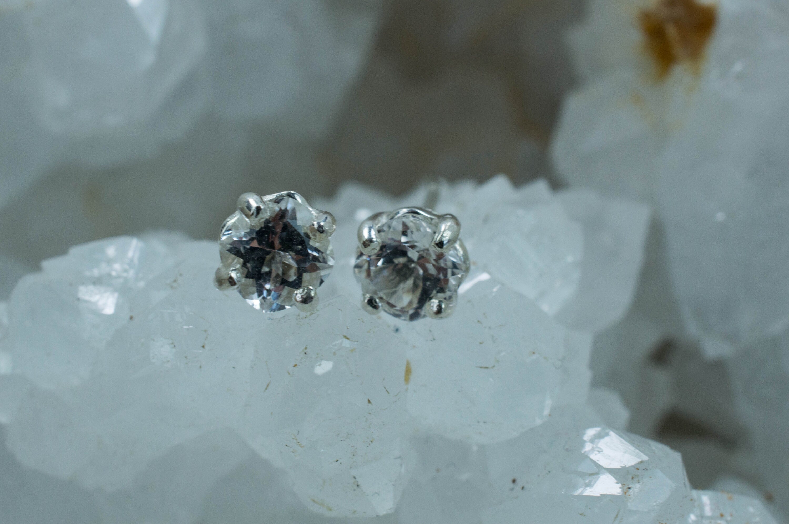 Goshenite Earrings; Natural and Untreated Mozambique Goshenite; Platinum Beryl Earrings - Mark Oliver Gems