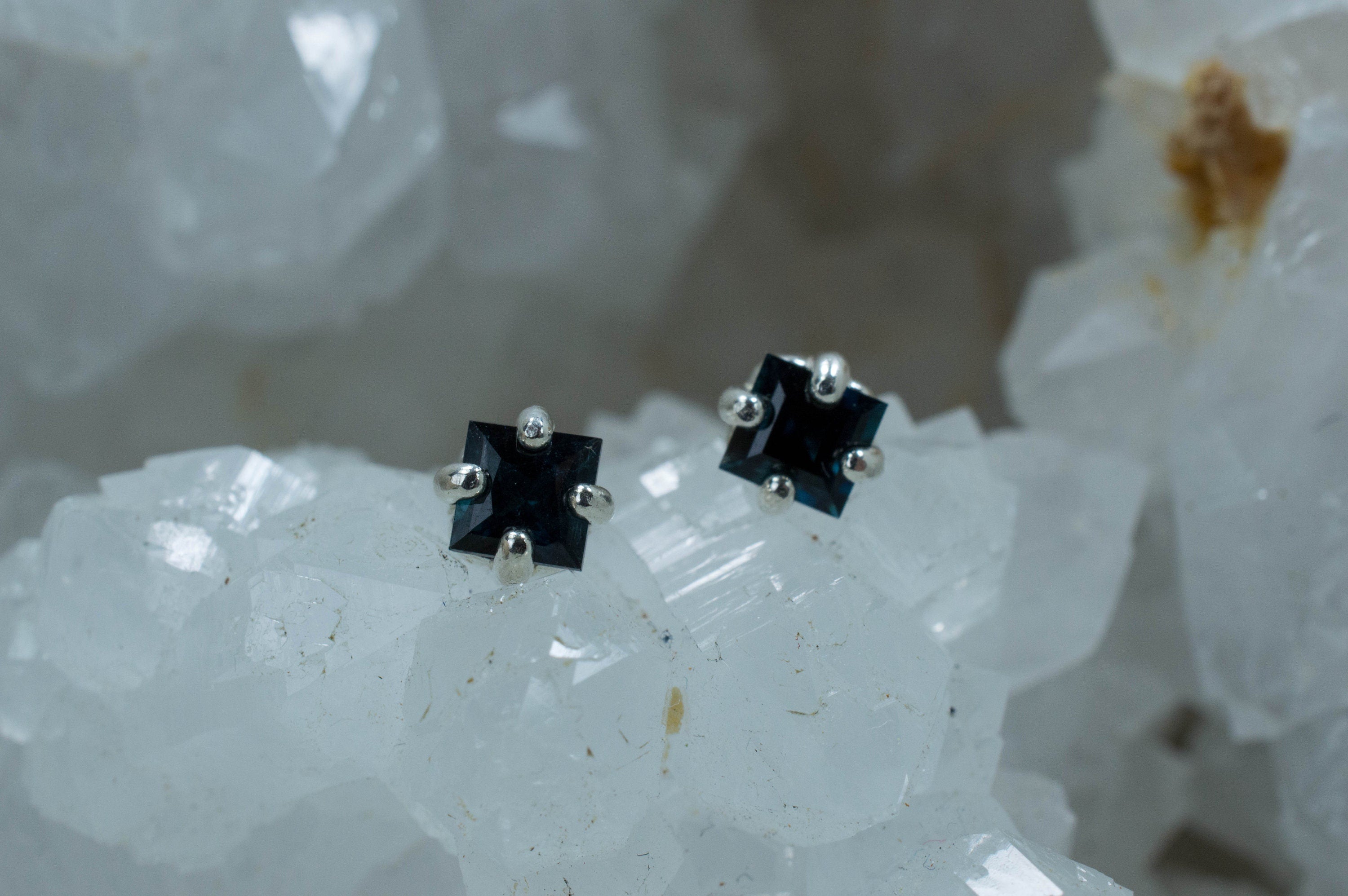 Indicolite Tourmaline Earrings; Genuine Untreated Brazilian Tourmaline - Mark Oliver Gems