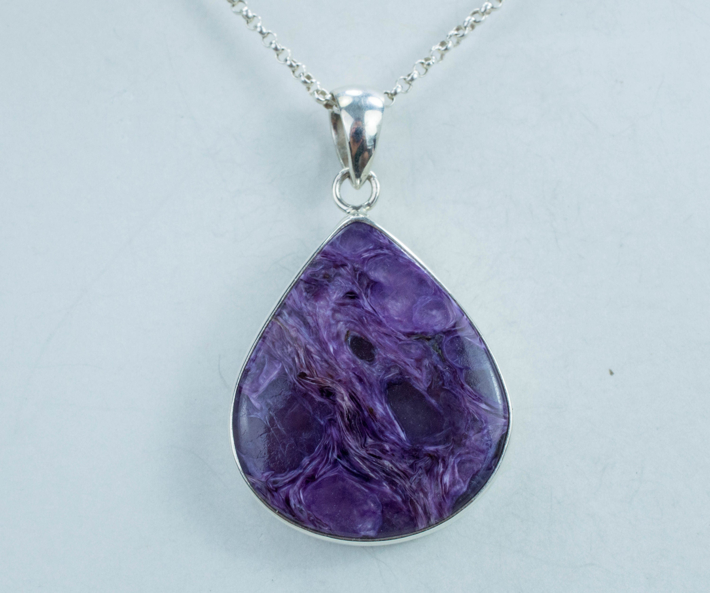 Charoite Pendant; Genuine Untreated Charoite - Mark Oliver Gems