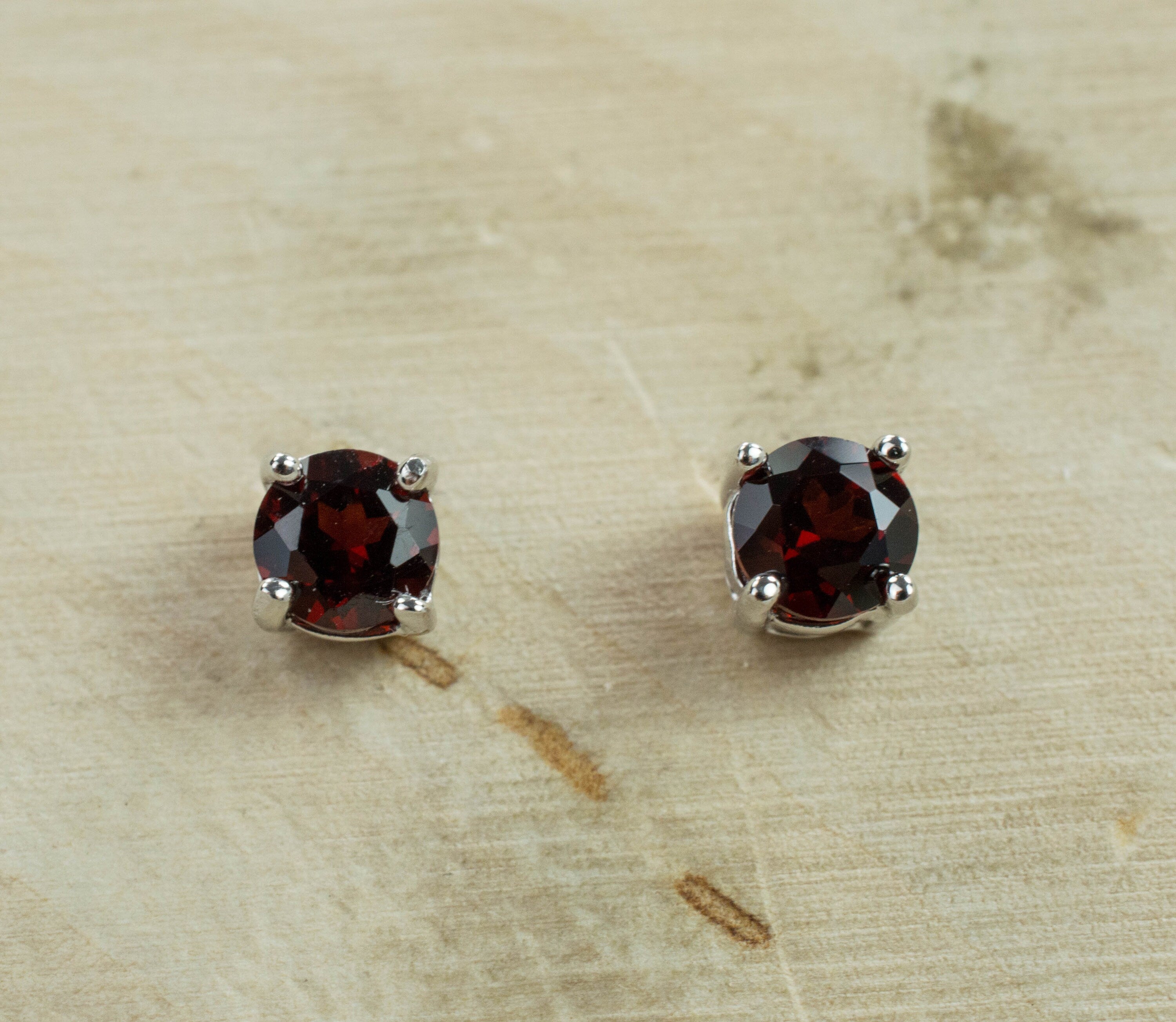 Pyrope Garnet Earrings; Genuine Untreated Madagascar Garnet; 0.570cts - Mark Oliver Gems