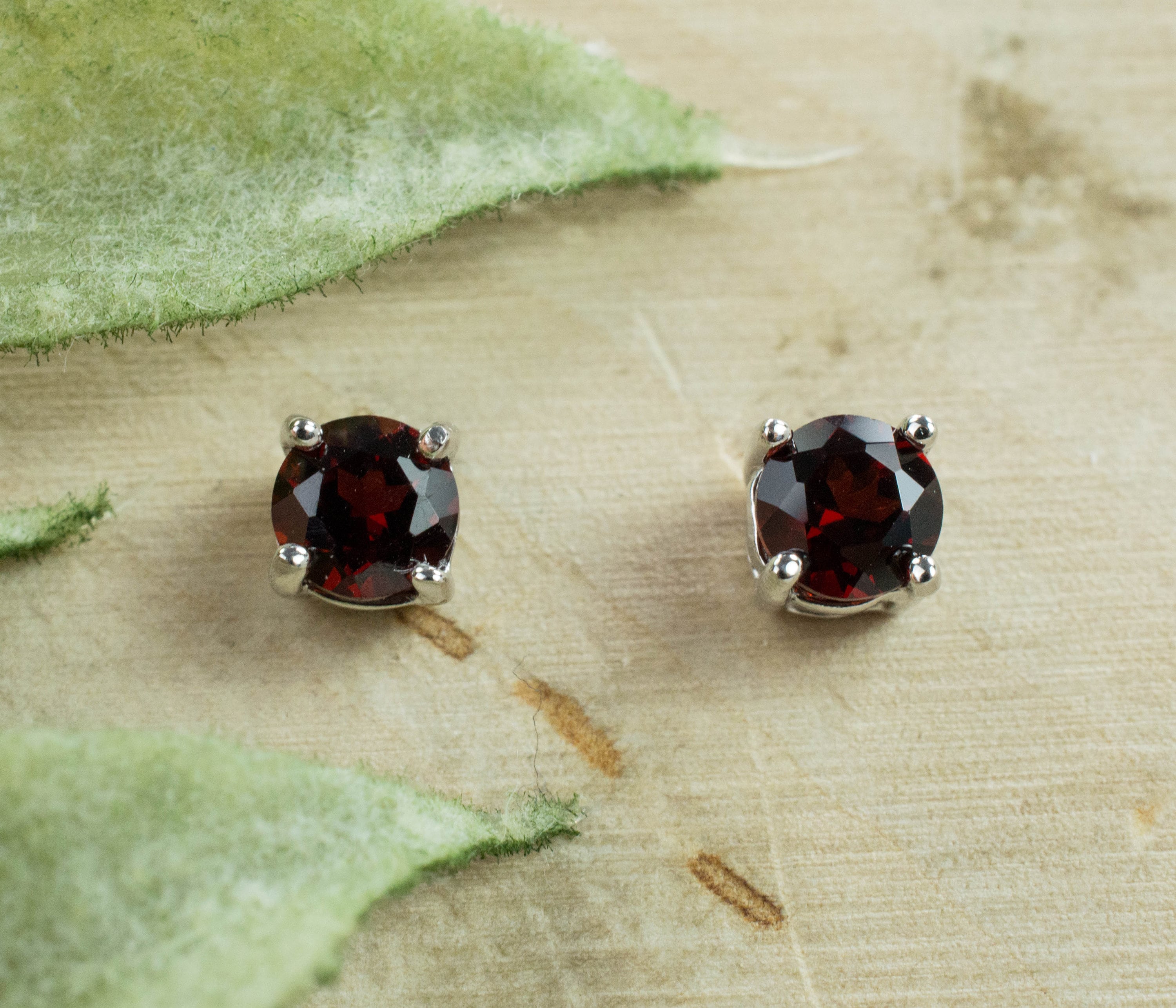 Pyrope Garnet Earrings; Genuine Untreated Madagascar Garnet; 0.565cts - Mark Oliver Gems