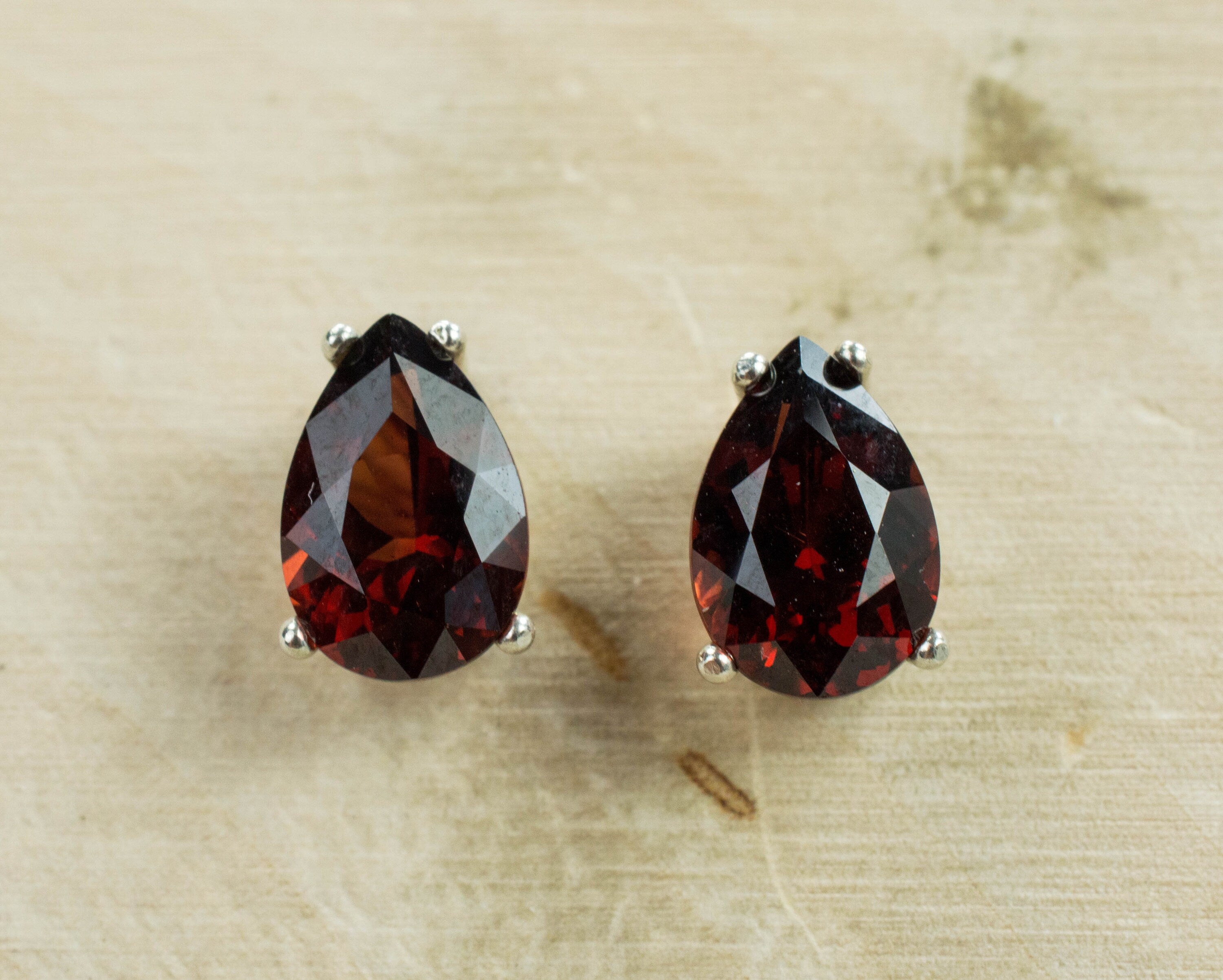 Pyrope Garnet Earrings; Genuine Untreated Madagascar Garnet; 3.075cts - Mark Oliver Gems