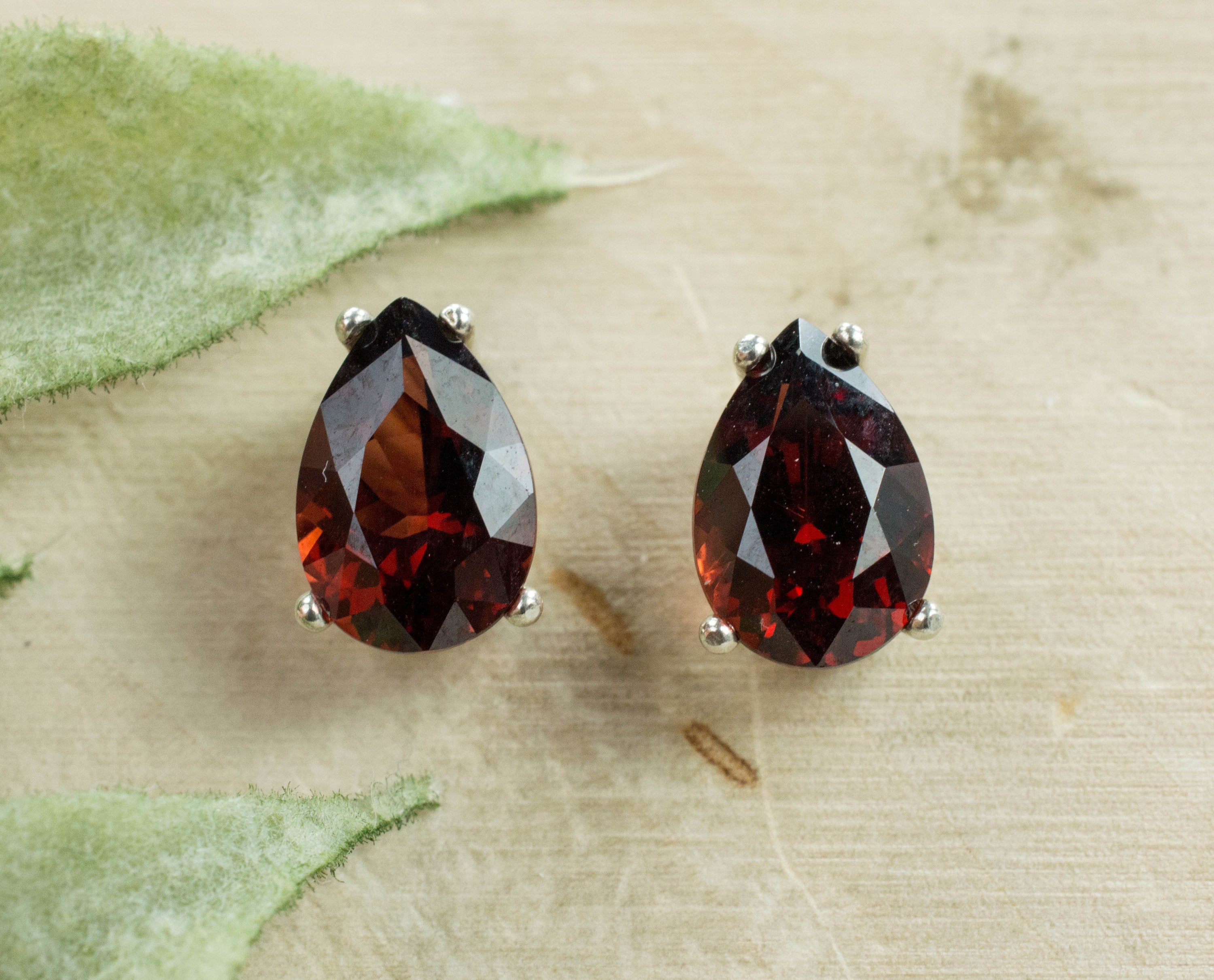 Pyrope Garnet Earrings; Genuine Untreated Madagascar Garnet; 3.075cts - Mark Oliver Gems