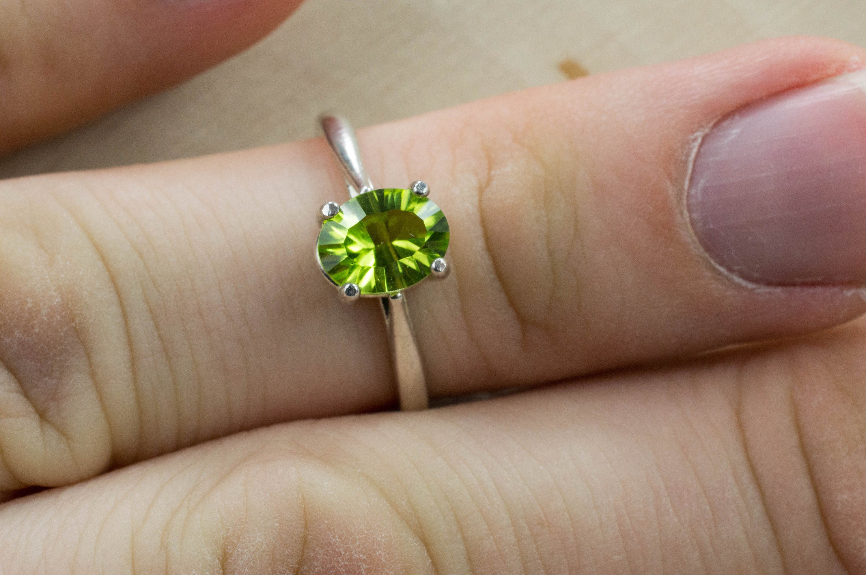 Peridot Ring, Genuine Untreated Arizona Peridot - Mark Oliver Gems