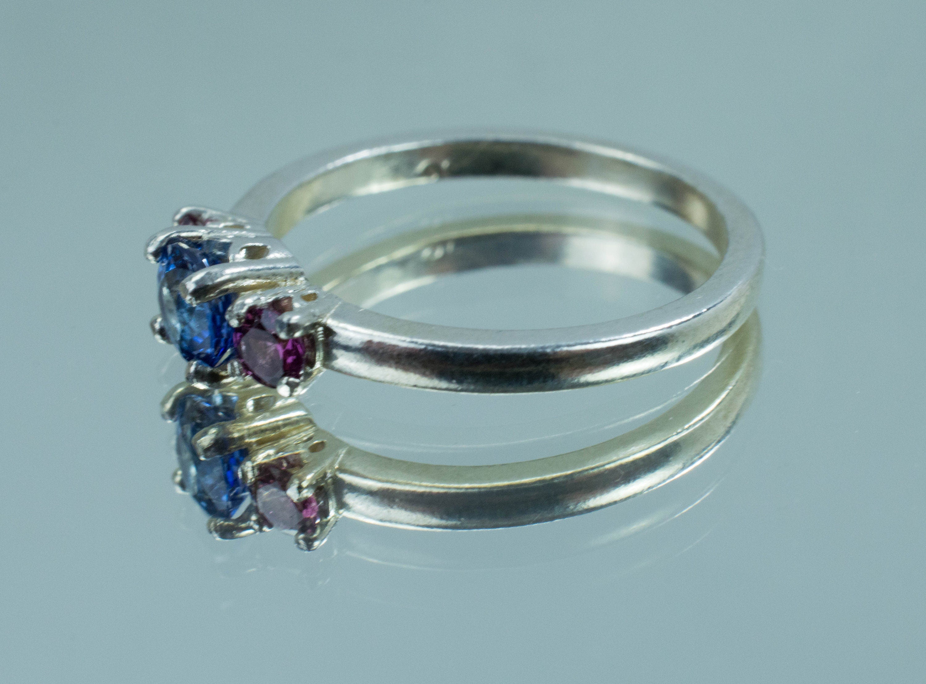 Blue Sapphire and Purple Garnet Ring, Genuine Untreated Sri Lanka Sapphire and Mozambique Garnet - Mark Oliver Gems