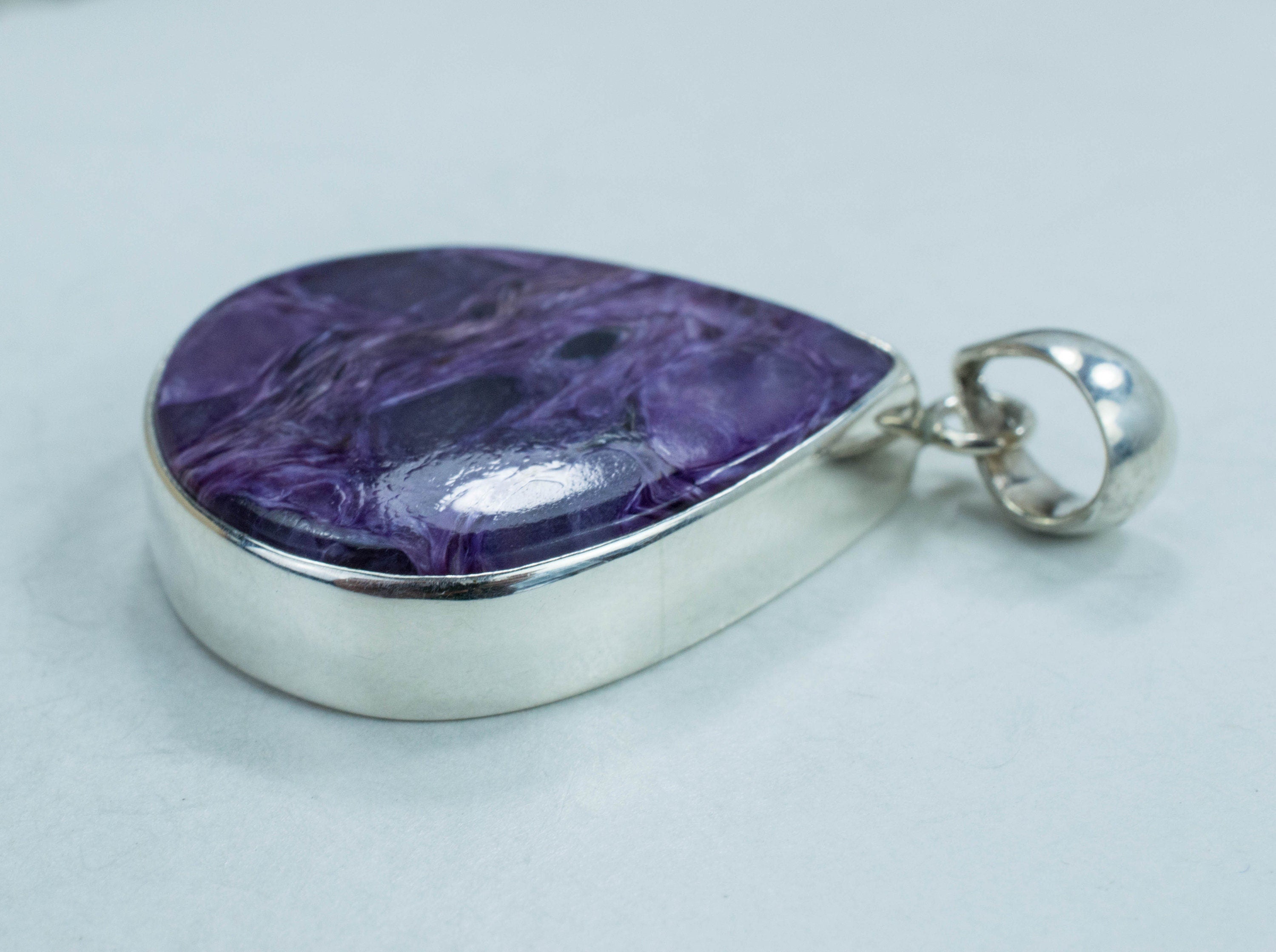 Charoite Pendant; Genuine Untreated Charoite - Mark Oliver Gems