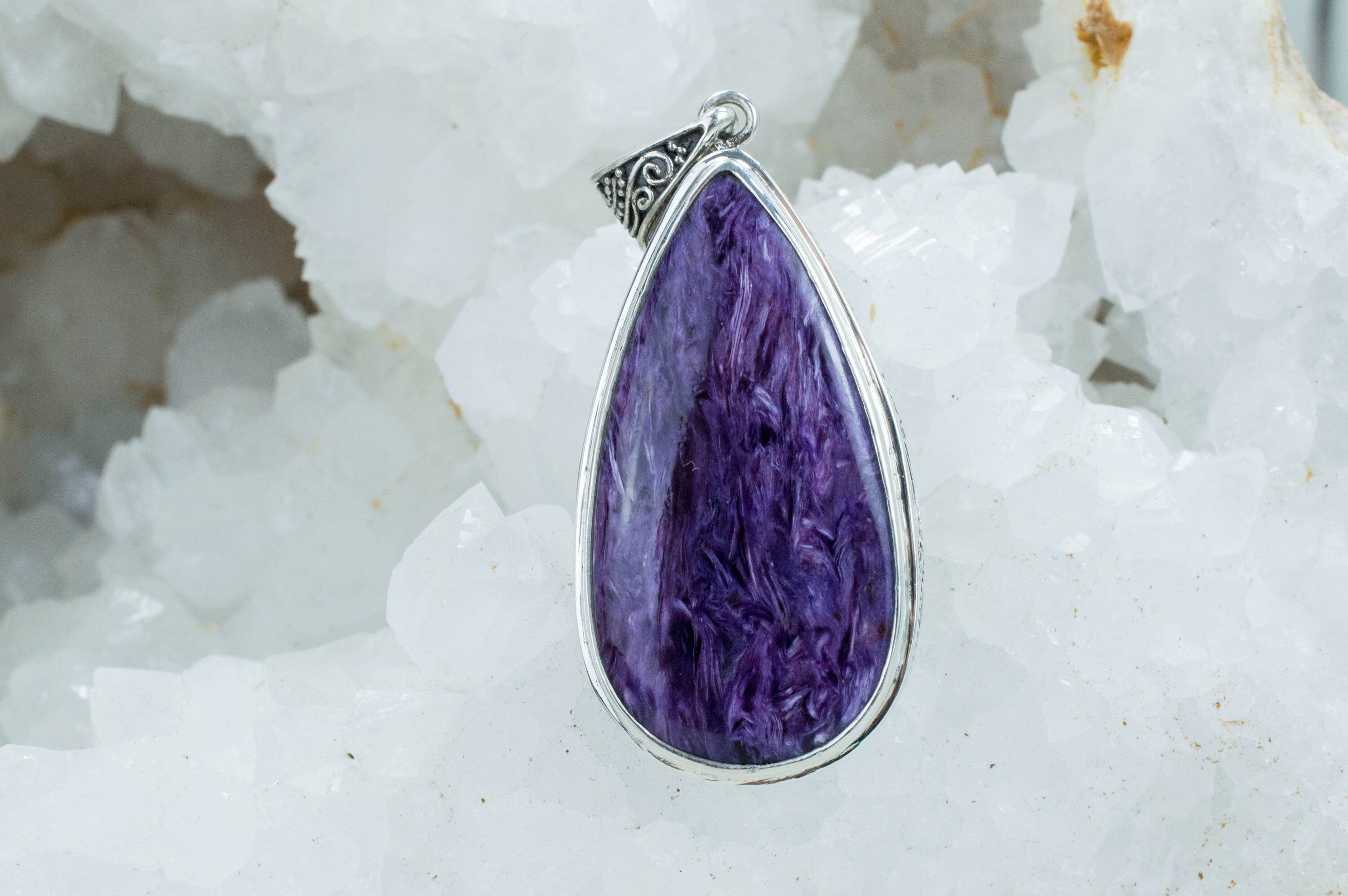 Charoite Pendant; Natural and Untreated Mined Charoite - Mark Oliver Gems