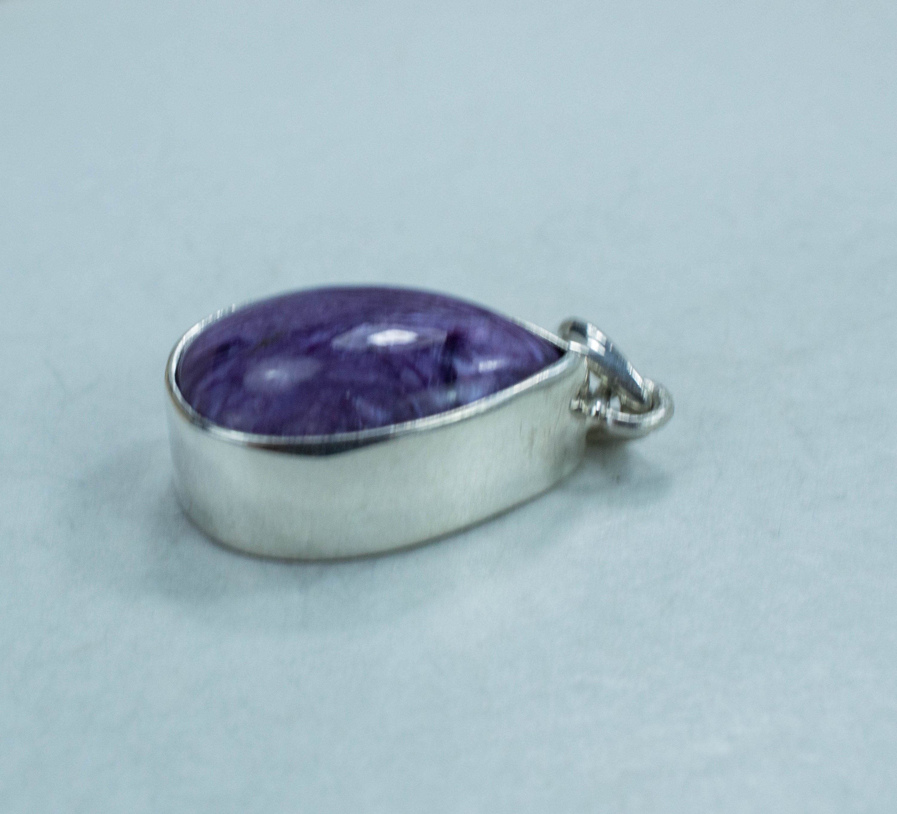 Charoite Pendant; Natural Untreated Charoite Necklace - Mark Oliver Gems